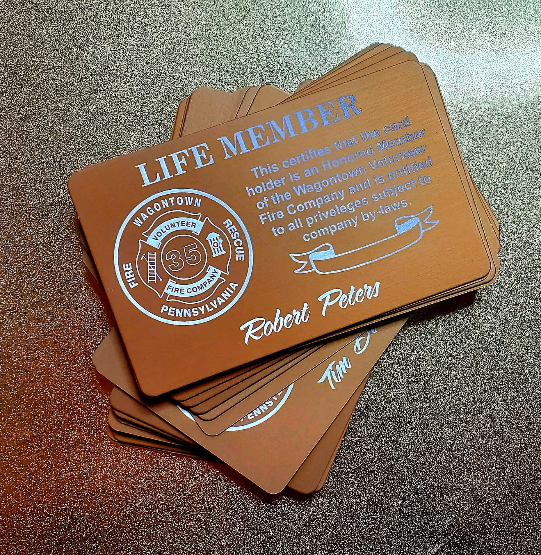 .020 anodized business cards for membership cards