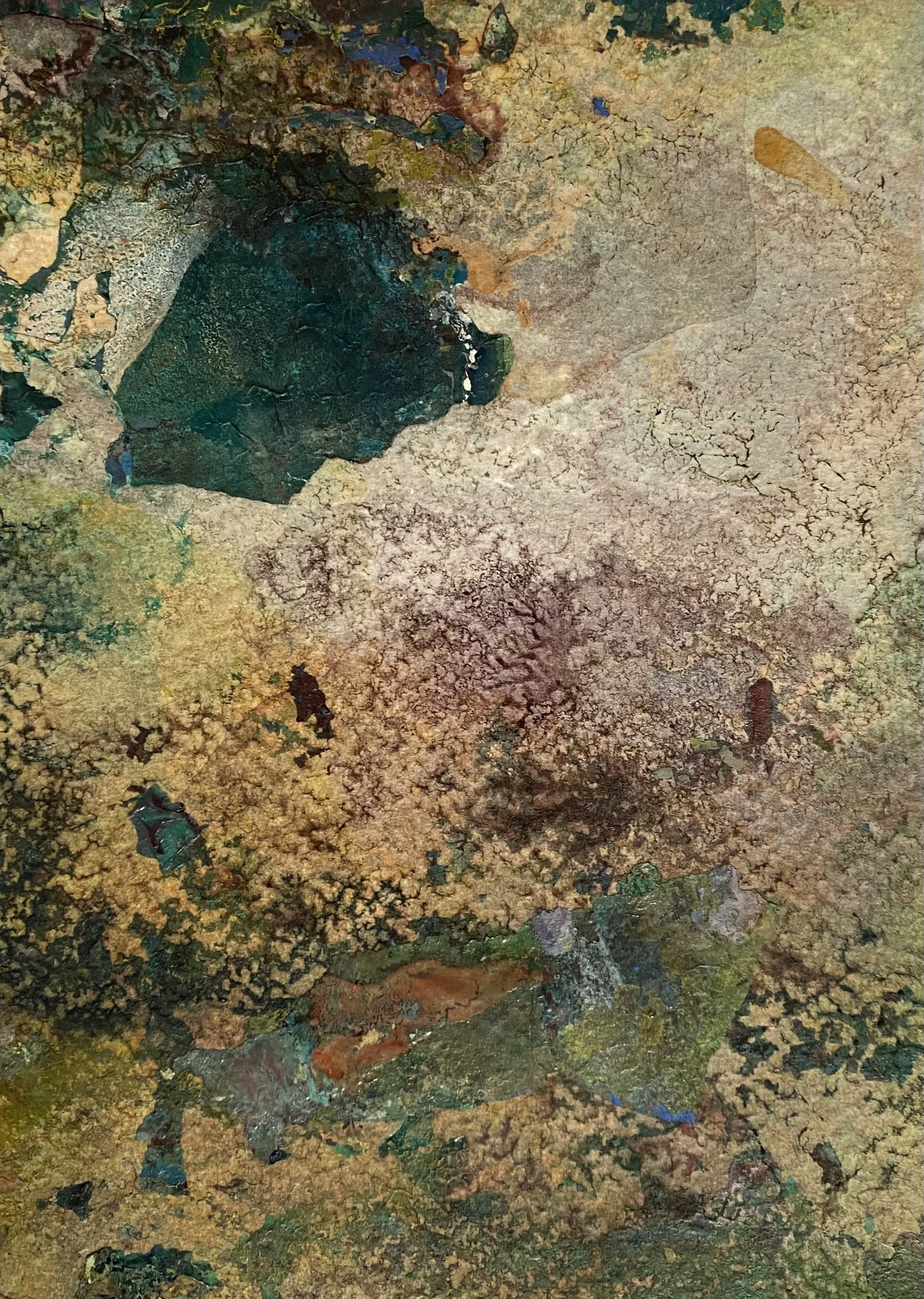 Green and brown abstract painting