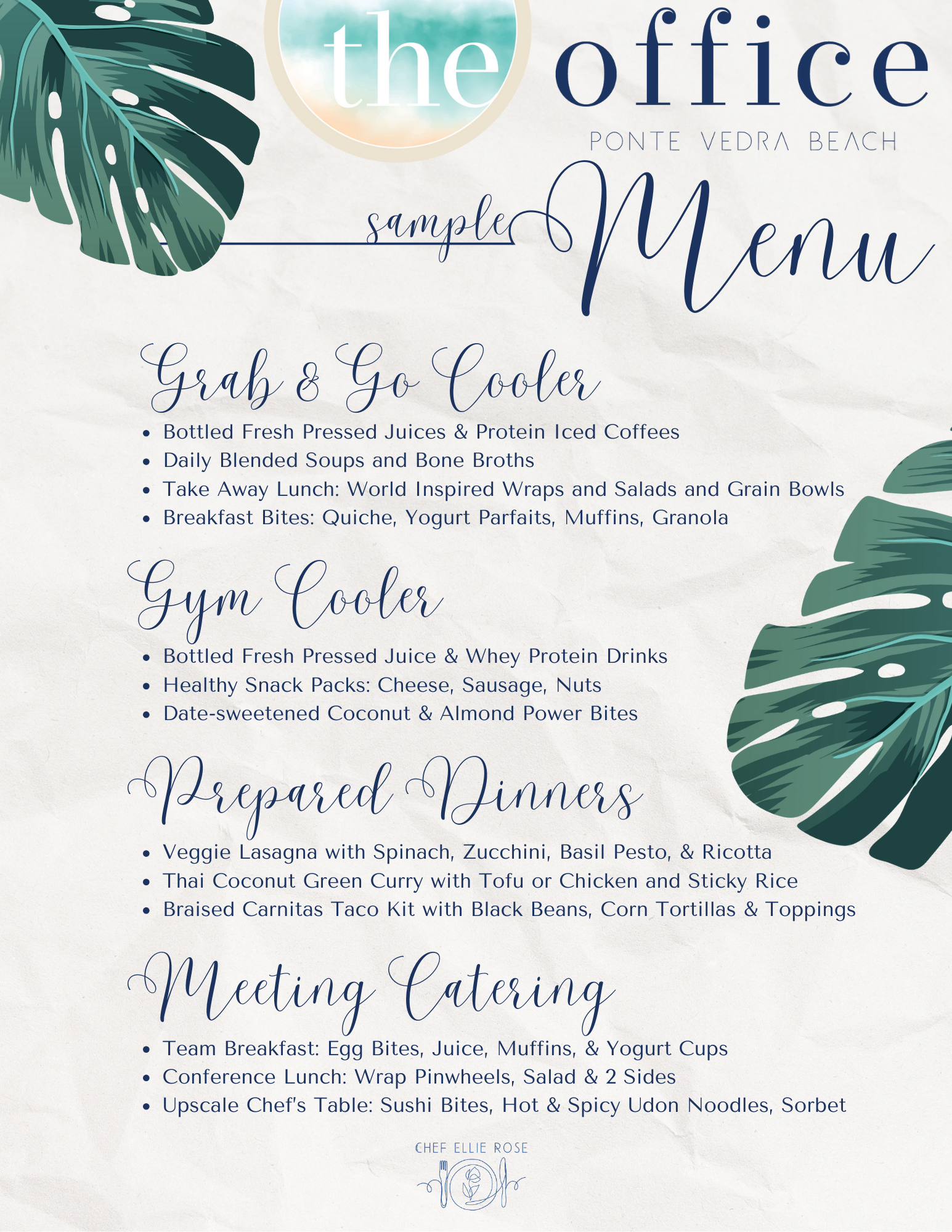 Sample Lunch Menu — The Office at Ponte Vedra Beach