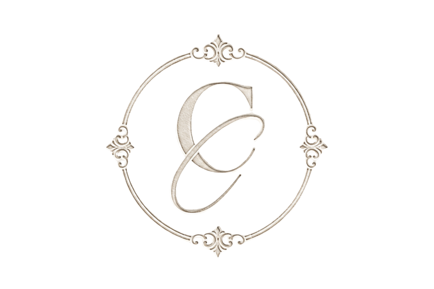 Ornate oval vintage picture frame with decorative scrollwork and a large central letter G
