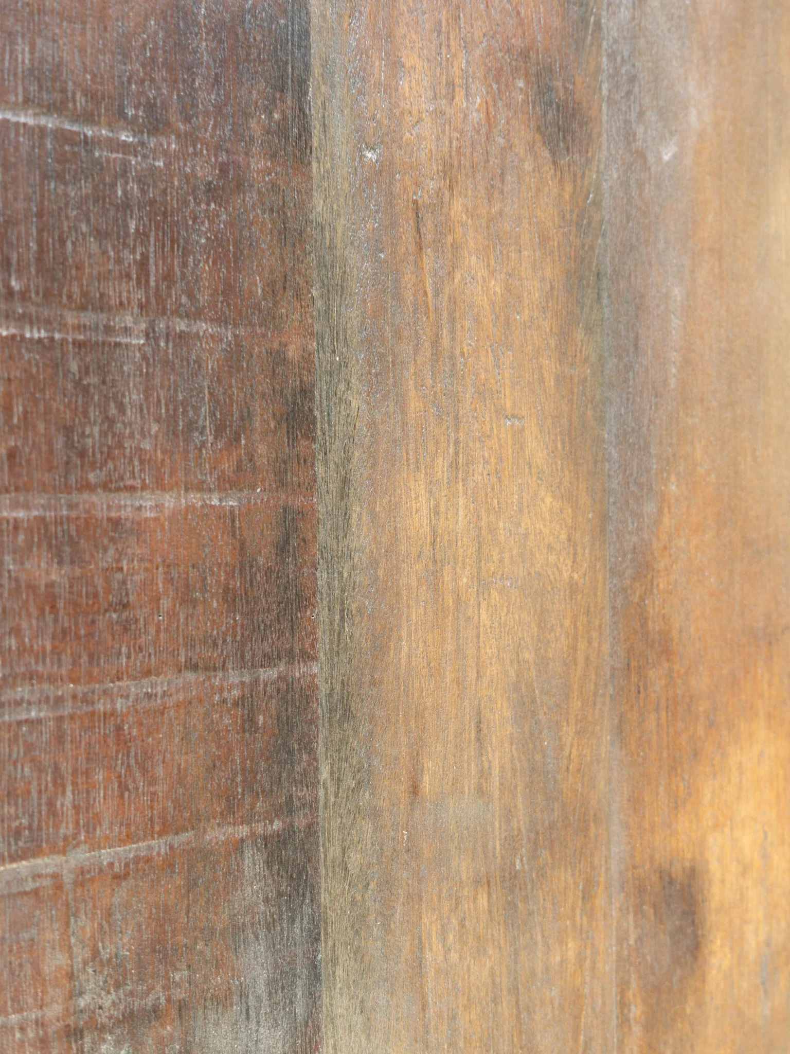 Detailed close-up of the reclaimed wood grain and natural finish on the Southampton Open Sideboard