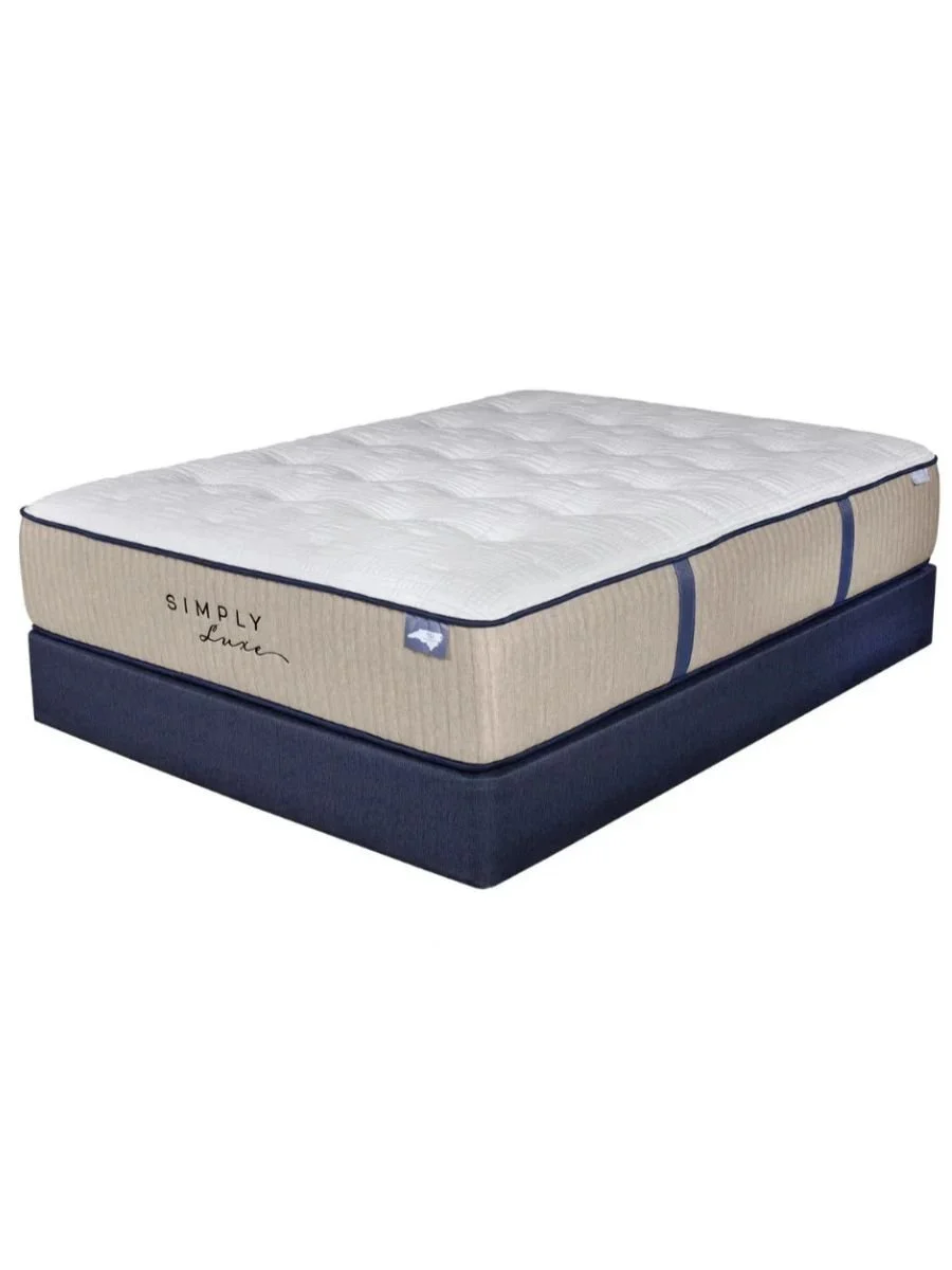 Mattress Grove Simply Luxe Artisan Plush mattress showing corner construction and quilted cover detail, available at Curated Furnishings in Richmond, VA