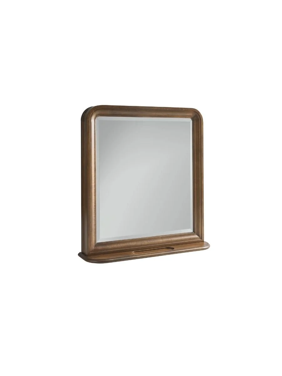 Universal Furniture New Lou vertical storage mirror, cognac finish, angled view