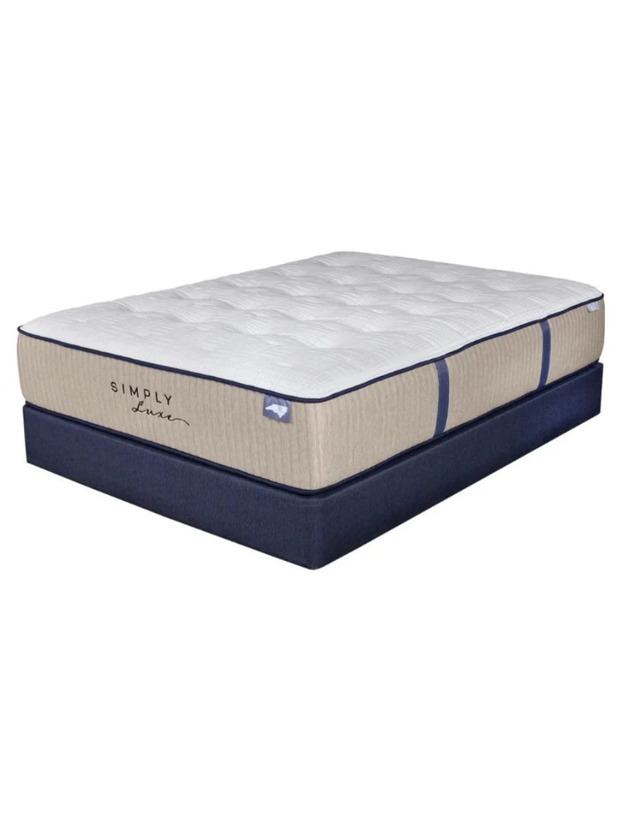 Mattress Grove Simply Luxe Artisan Ultra Firm mattress showing corner construction and quilted cover detail, available at Curated Furnishings in Richmond, VA