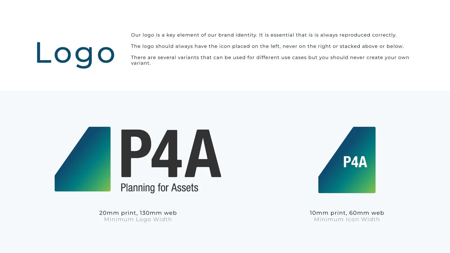 Logo and minimum sizes