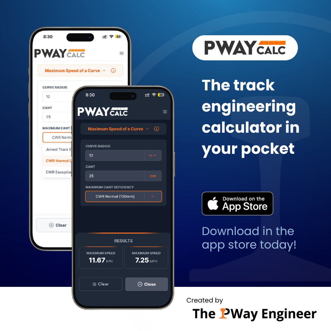A social media post marketing the PWay Calc app. Shows the app open on 2 iphones, created by the Pway Engineer.