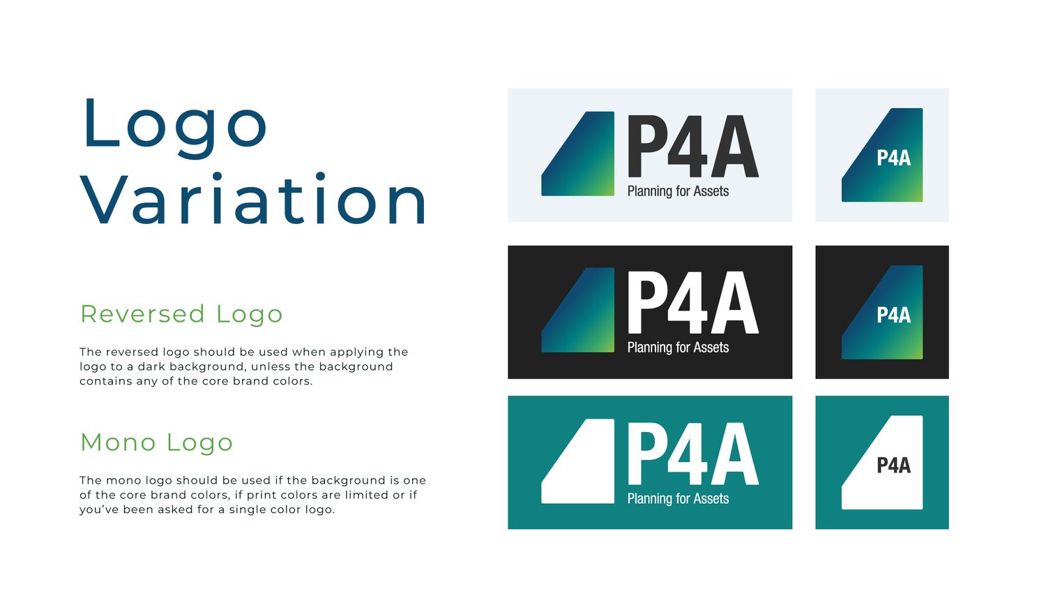 Logo variations: reversed and mono