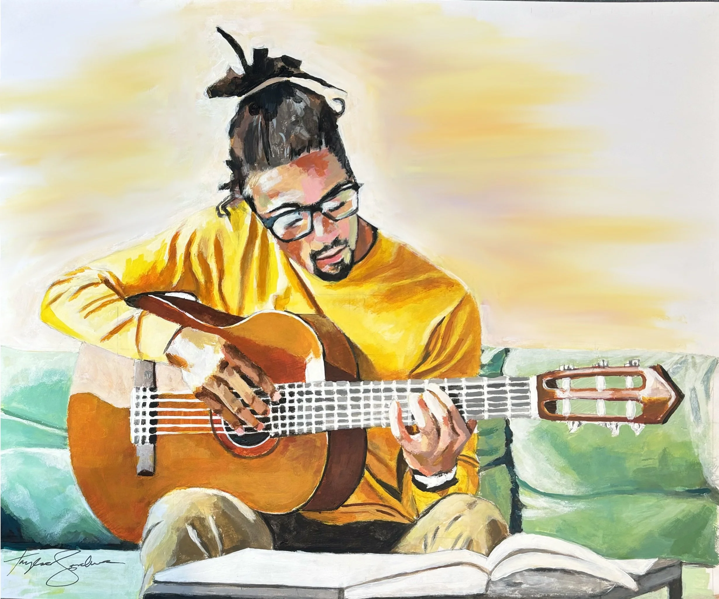 Solo Session. 11in x 17in. Acrylic on paper