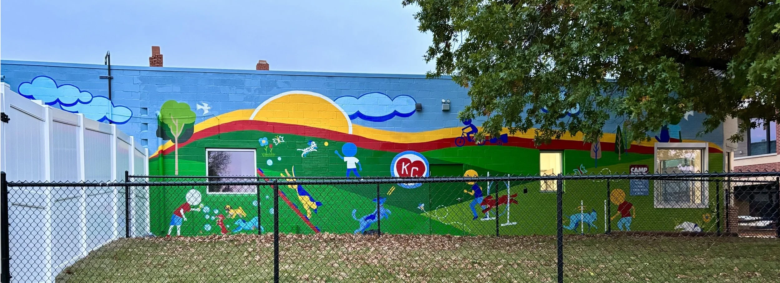 Camp Bow Wow - Westport. 12ft x 50ft mural for dog daycare, training and grooming facility.