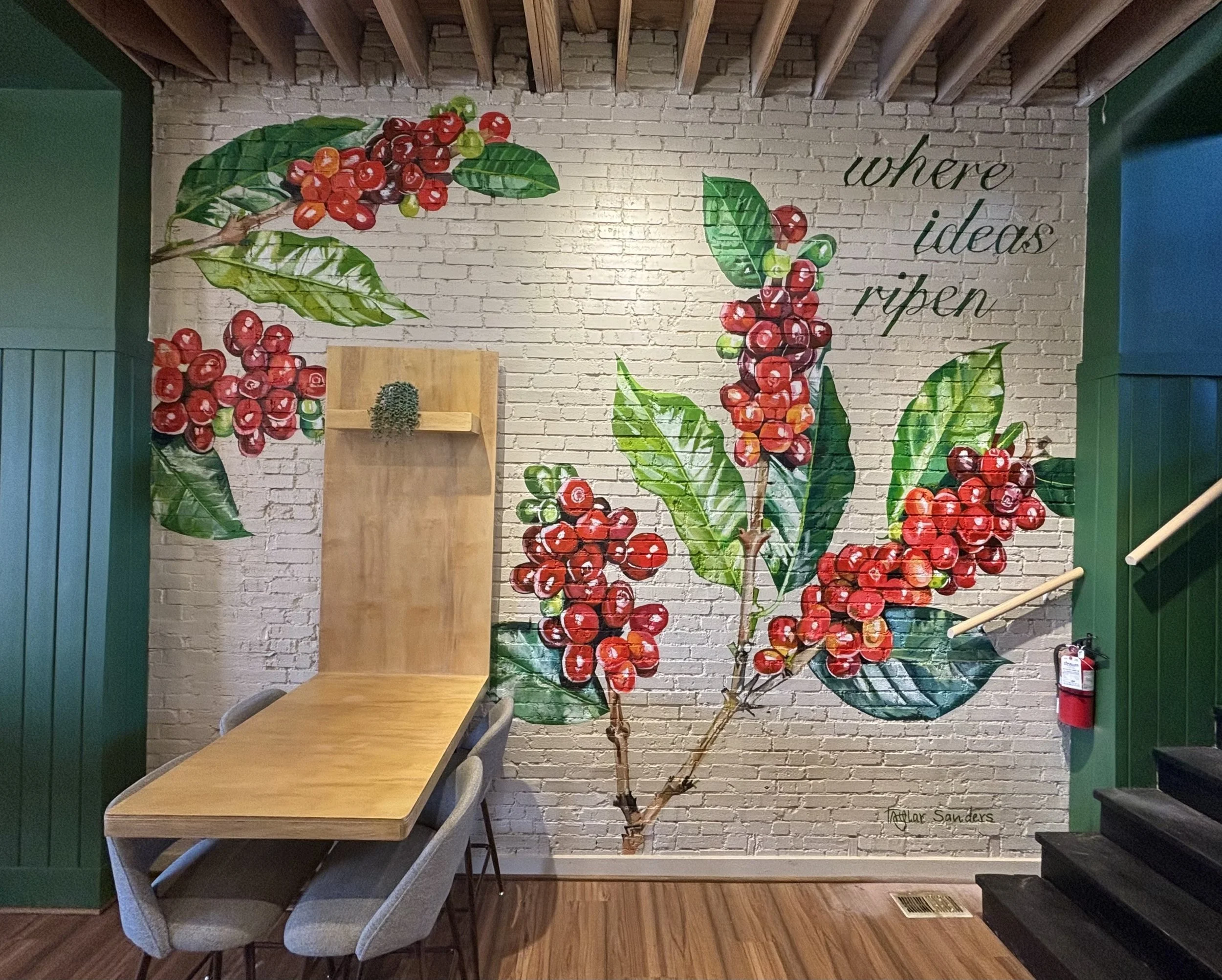 Coffee Plant Mural - 15ft x 15ft mural for the Outsiders. A local coffee shop, social club and creative hub