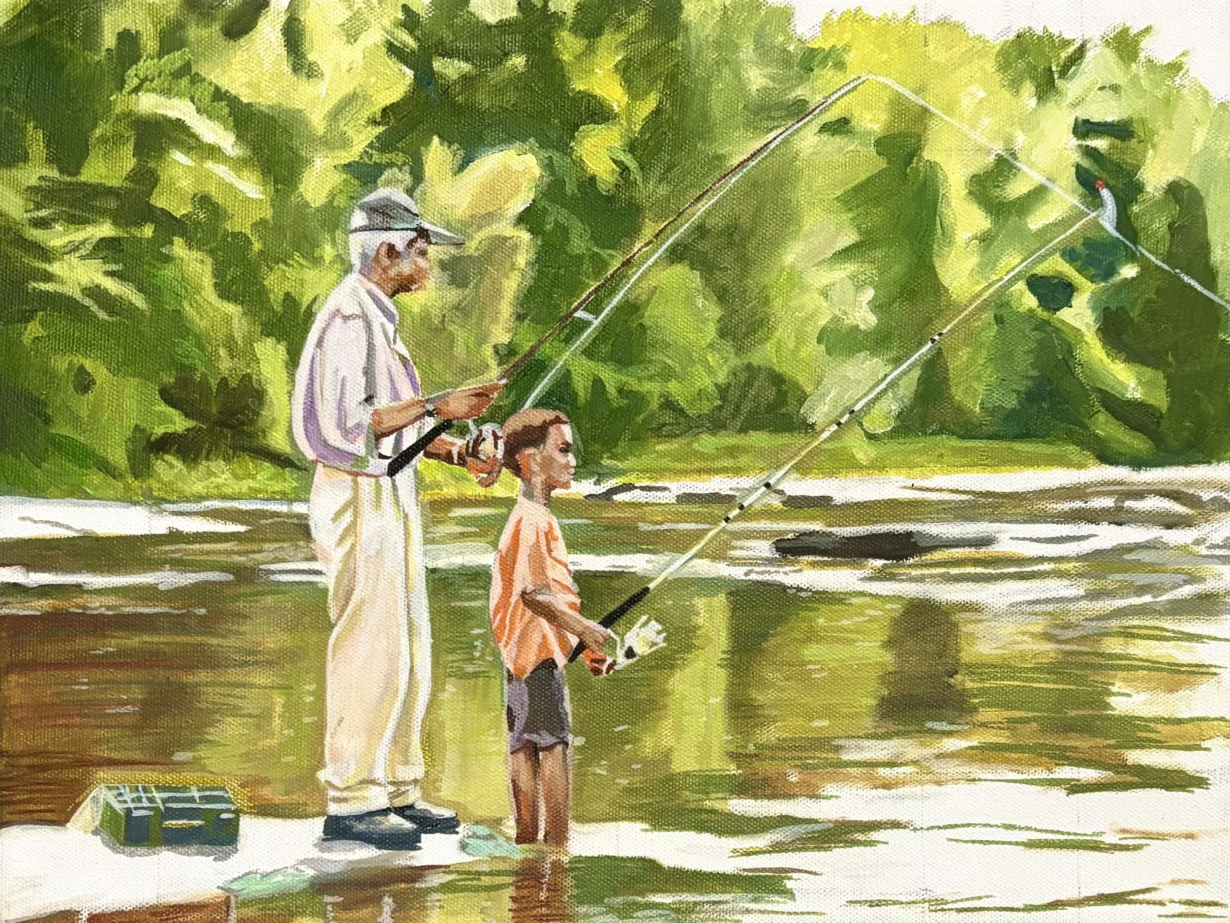Passing the Reel. 12in x 16in. Acrylic on canvas 