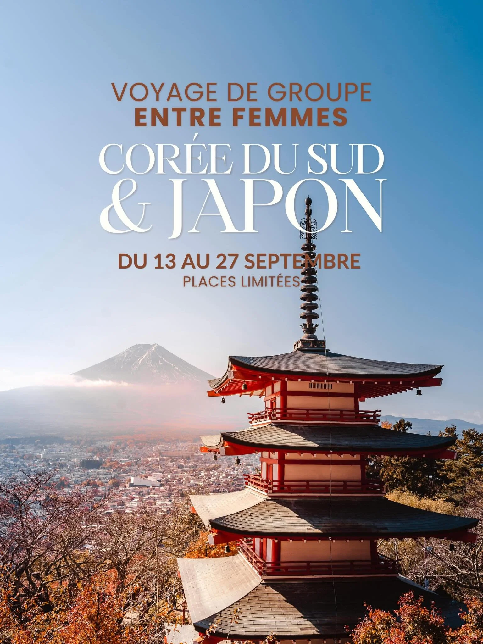 COR&Eacute;E DU SUD &amp; JAPON : L&rsquo;EXP&Eacute;DITION COMBO 🇰🇷🇯🇵

Pr&ecirc;te pour 15 jours d&rsquo;immersion totale ? Du 13 au 27 septembre 2026, rejoignez notre groupe de 8 femmes pour une travers&eacute;e unique entre S&eacute;oul, Busan