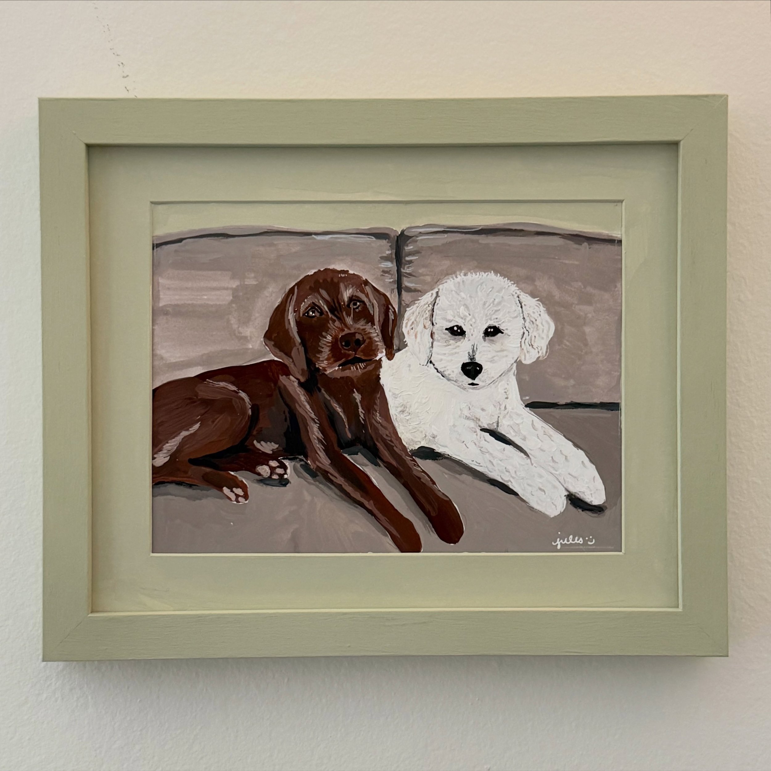 A portrait welcoming Hank (left) to the family (not my family, but a family, somewhere) 🤎🤍