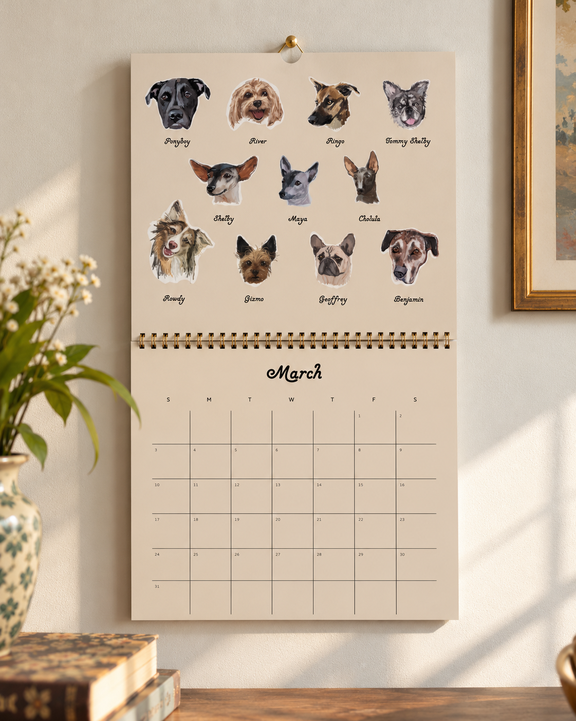 Cozy March Dog Calendar Display.png