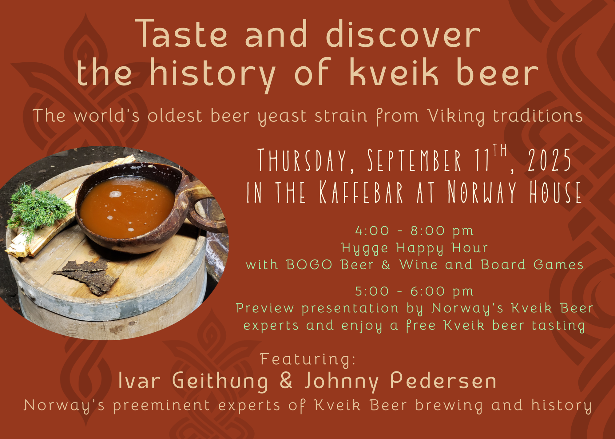 Free Kveik Beer Tasting at Norway House Happy Hour