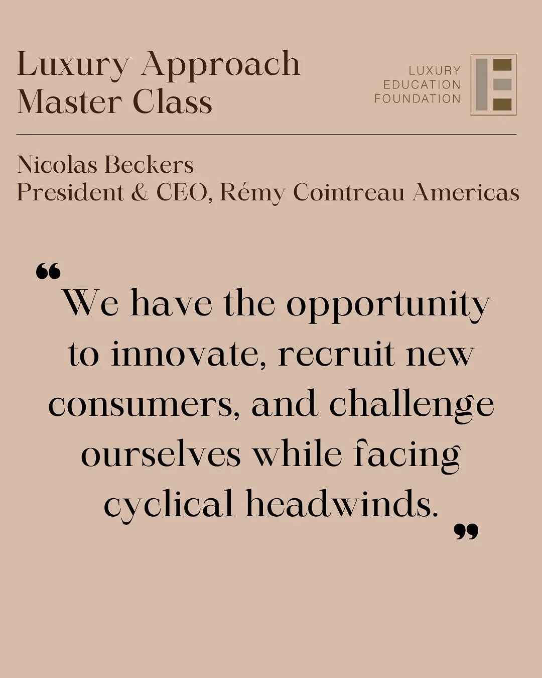 We had the honor of welcoming Nicolas Beckers, President &amp; CEO of R&eacute;my Cointreau Americas, to a masterclass led by Ketty Maisonrouge. In this inspiring session, he spoke about the cyclical nature of cognac, the importance of terroir and cr