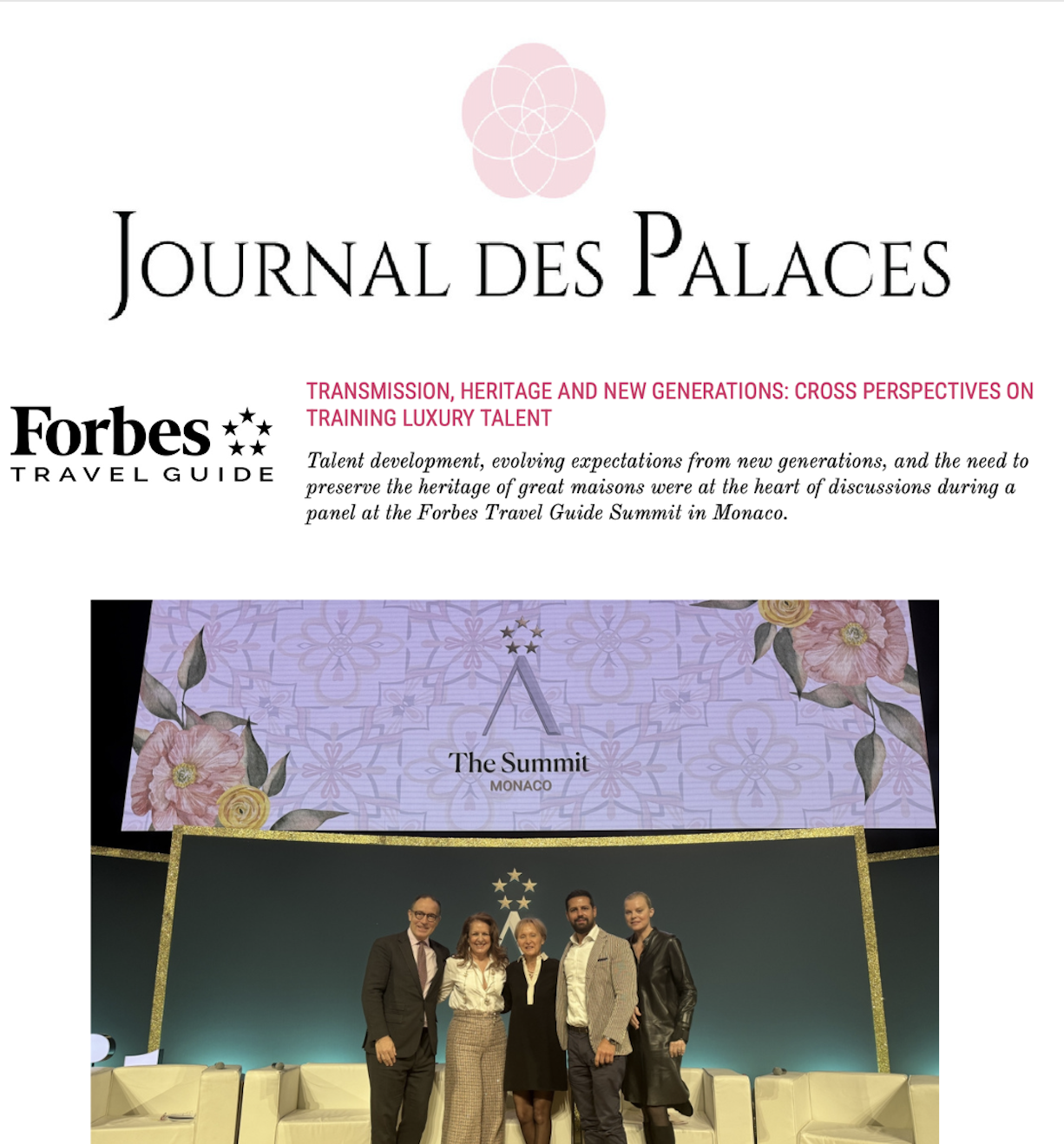 Journal des Palaces: Transmission, Heritage and New Generations: Cross Perspectives On Training Luxury Talent - March 10, 2026