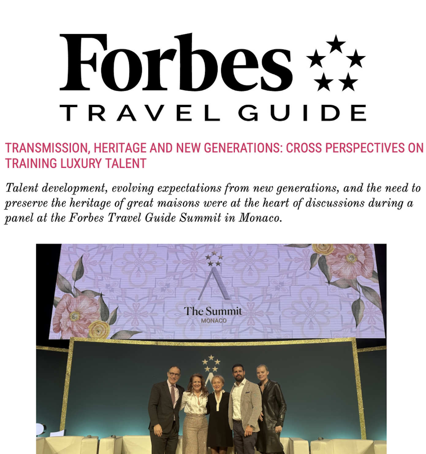 Forbes Travel Guide: Transmission, Heritage and New Generations: Cross Perspectives On Training Luxury Talent - March 10, 2026