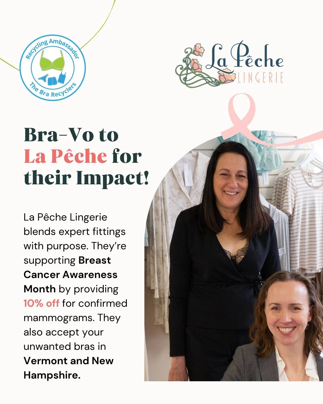 @lapechelingerie continues to show how a small business can make a big impact 💕
From offering free and low-cost bras to local women and teen athletes to providing inclusive fittings for trans women, their stores are built on care and connection.
T