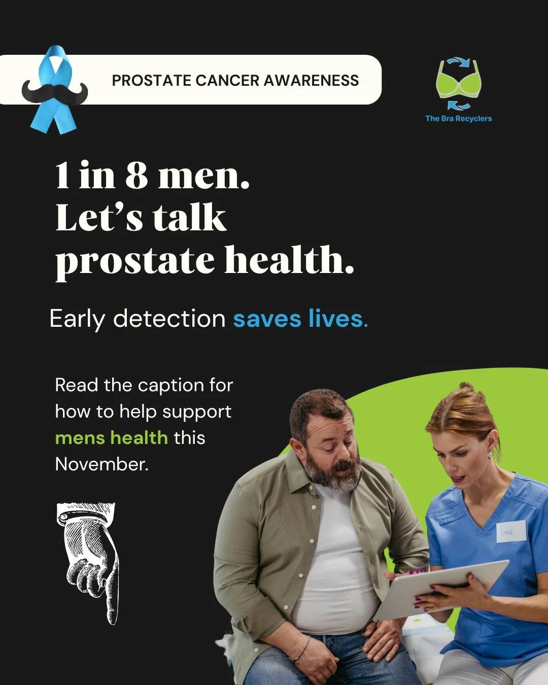 1 in 8 men will be diagnosed with prostate cancer in their lifetime 🧔🏻&zwj;♂️

Behind every statistic is a...

💙 father 
💙 son
💙 brother
💙 or friend

... navigating fear, treatment, and recovery, often in silence.

At The Bra Recyclers, we know
