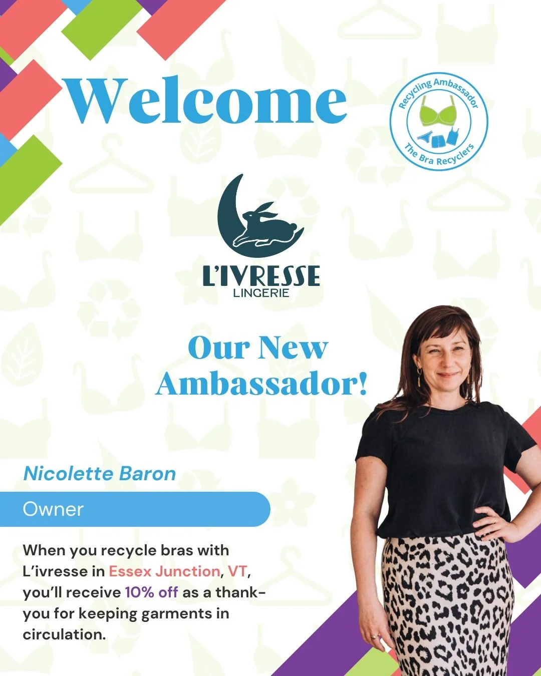 If you live near Essex Junction, this one&rsquo;s for you...

You can now bring your gently used bras directly in store to L&rsquo;ivresse Lingerie, an official Recycling Ambassador with The Bra Recyclers! 💚

📍 21 Essex Way, Suite 413, Essex Juncti