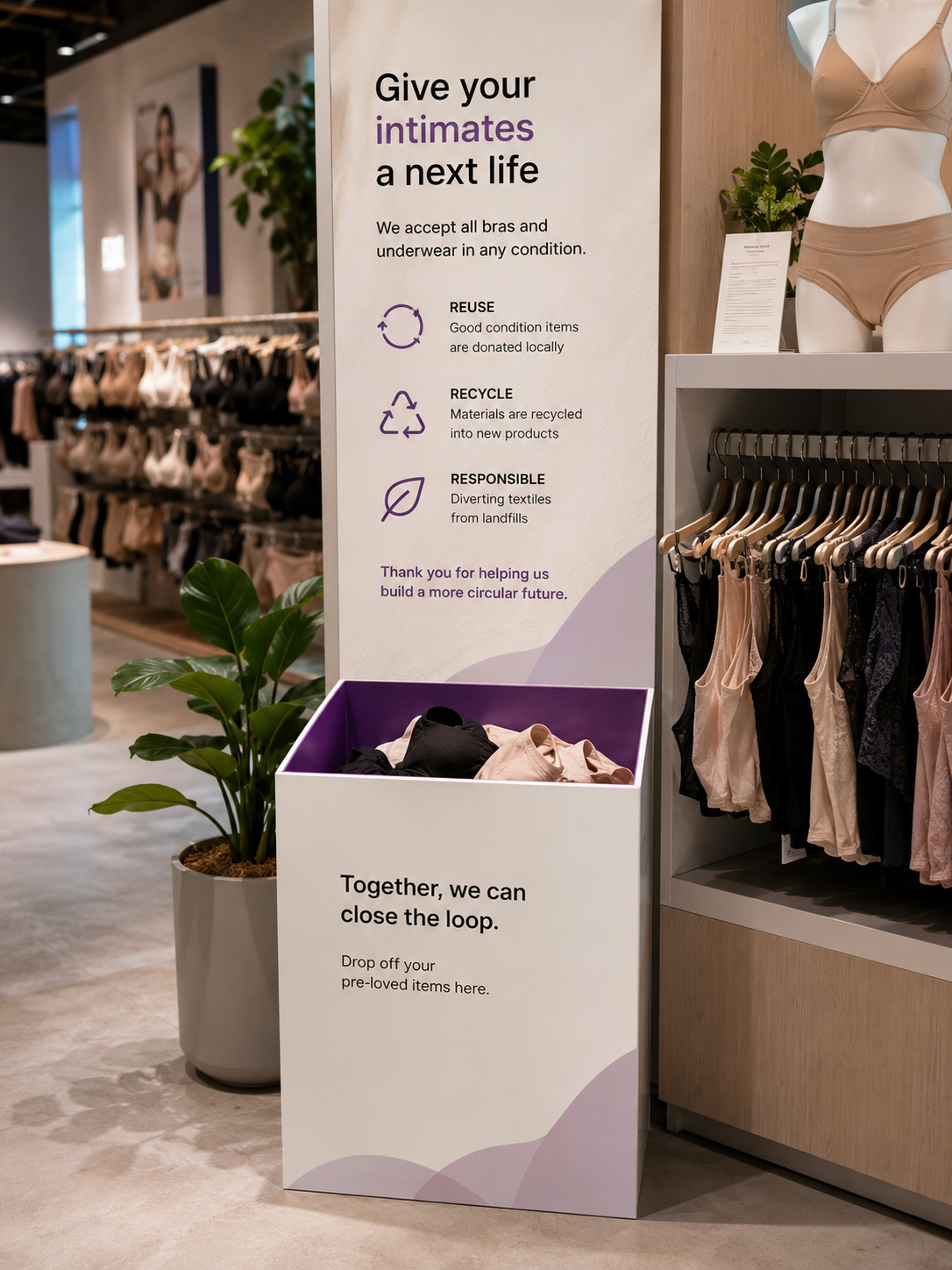 Retailer collecting bras in their store