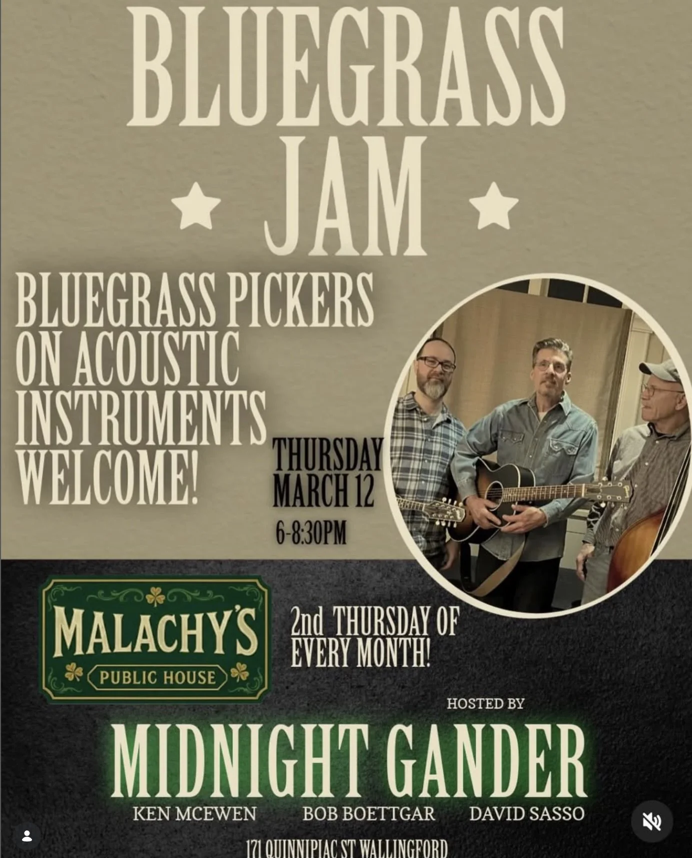Bluegrass Jam, hosted by Midnight Gander - 2nd THURSDAYS