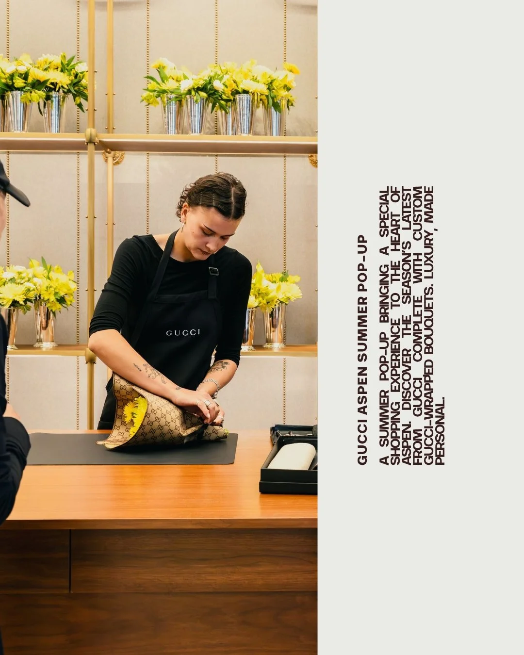 Summer in Aspen, wrapped in Gucci. 🌼

We had the pleasure of capturing the Gucci summer pop-up, a special shopping experience in the heart of Aspen complete with custom Gucci-wrapped bouquets. Fresh blooms hand-wrapped in signature GG canvas made ev