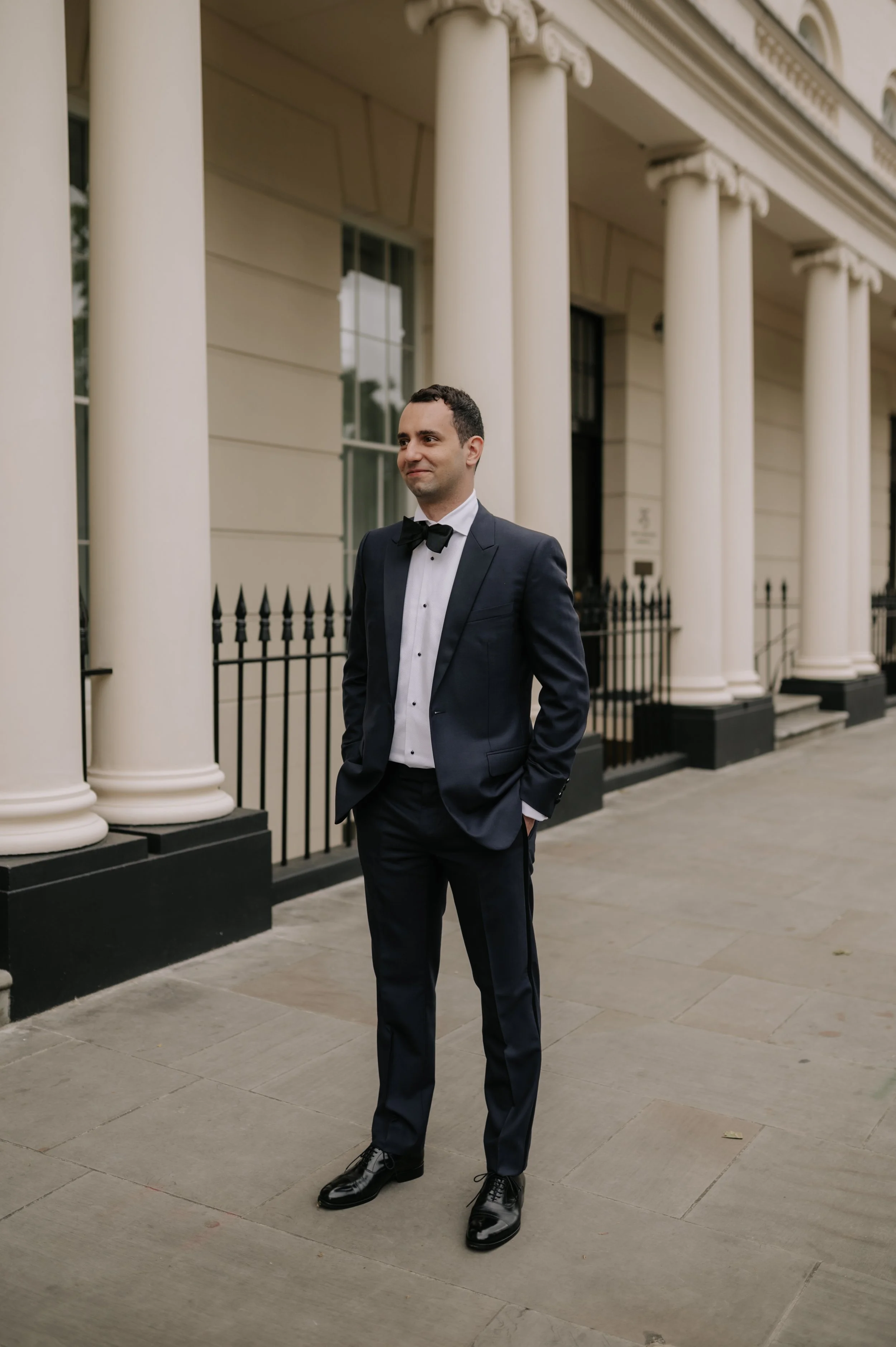 London wedding photography at Marylebone Town Hall groom standing