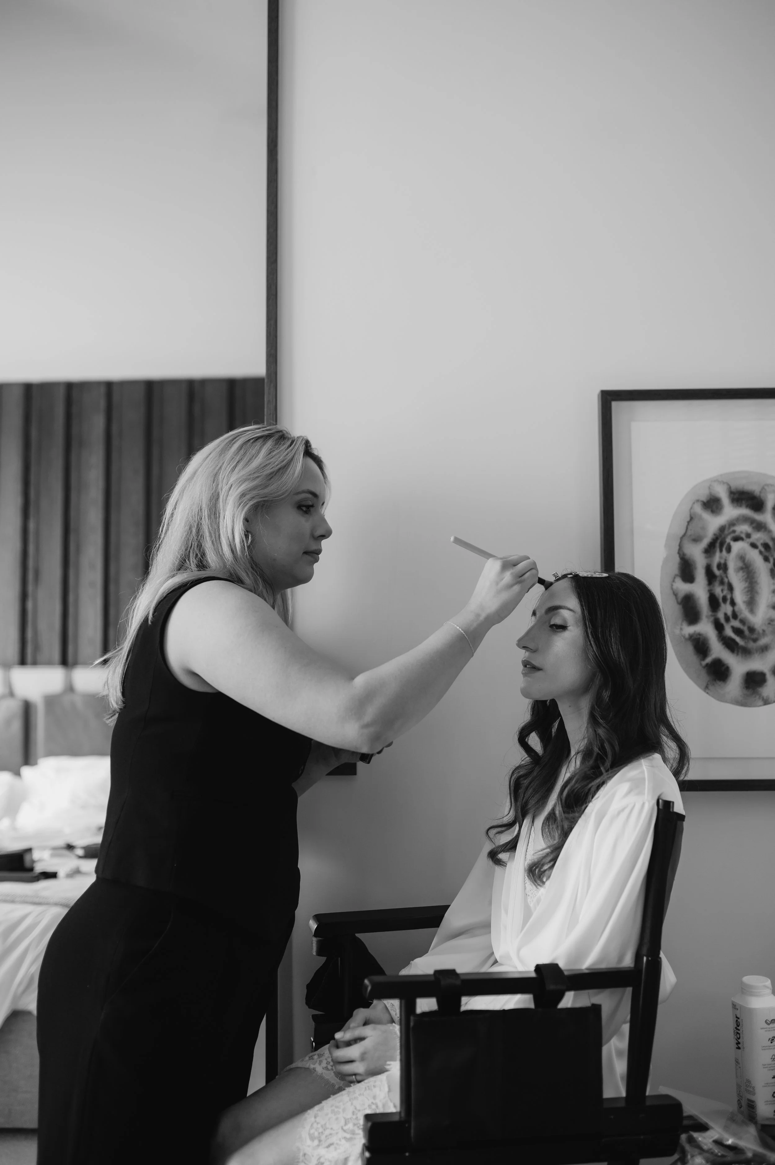 London wedding at Marylebone Town Hall bride getting make up done