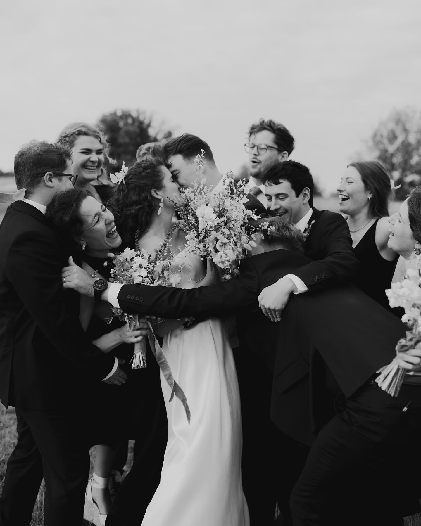 Literally embracing chaotic joy 

Picking who to have in your wedding party can feel like a very hard task to do but a very important one. These are YOUR people. The people by your side, helping throughout the wedding journey and especially being by 