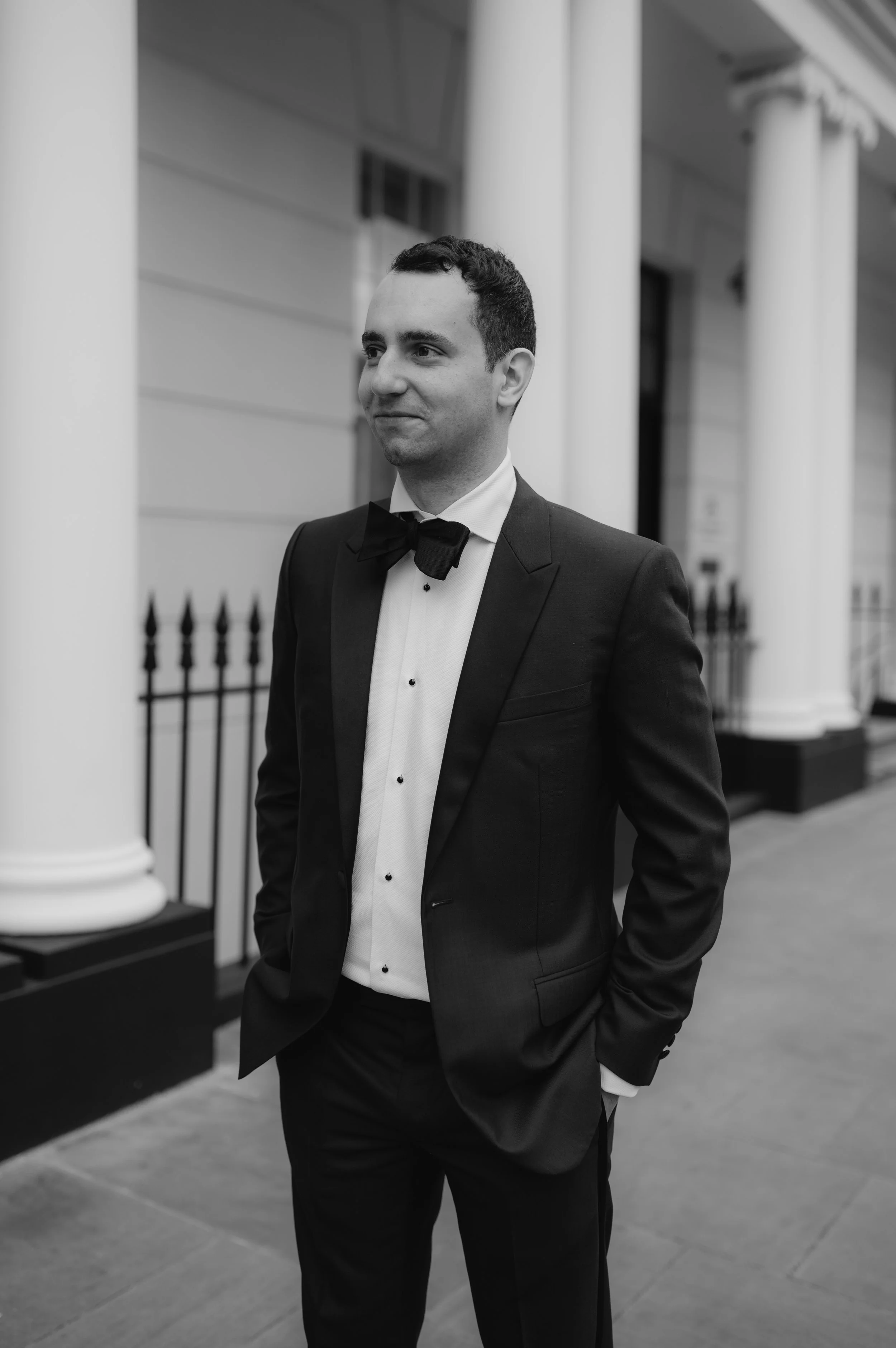 London wedding photography at Marylebone Town Hall close up of groom