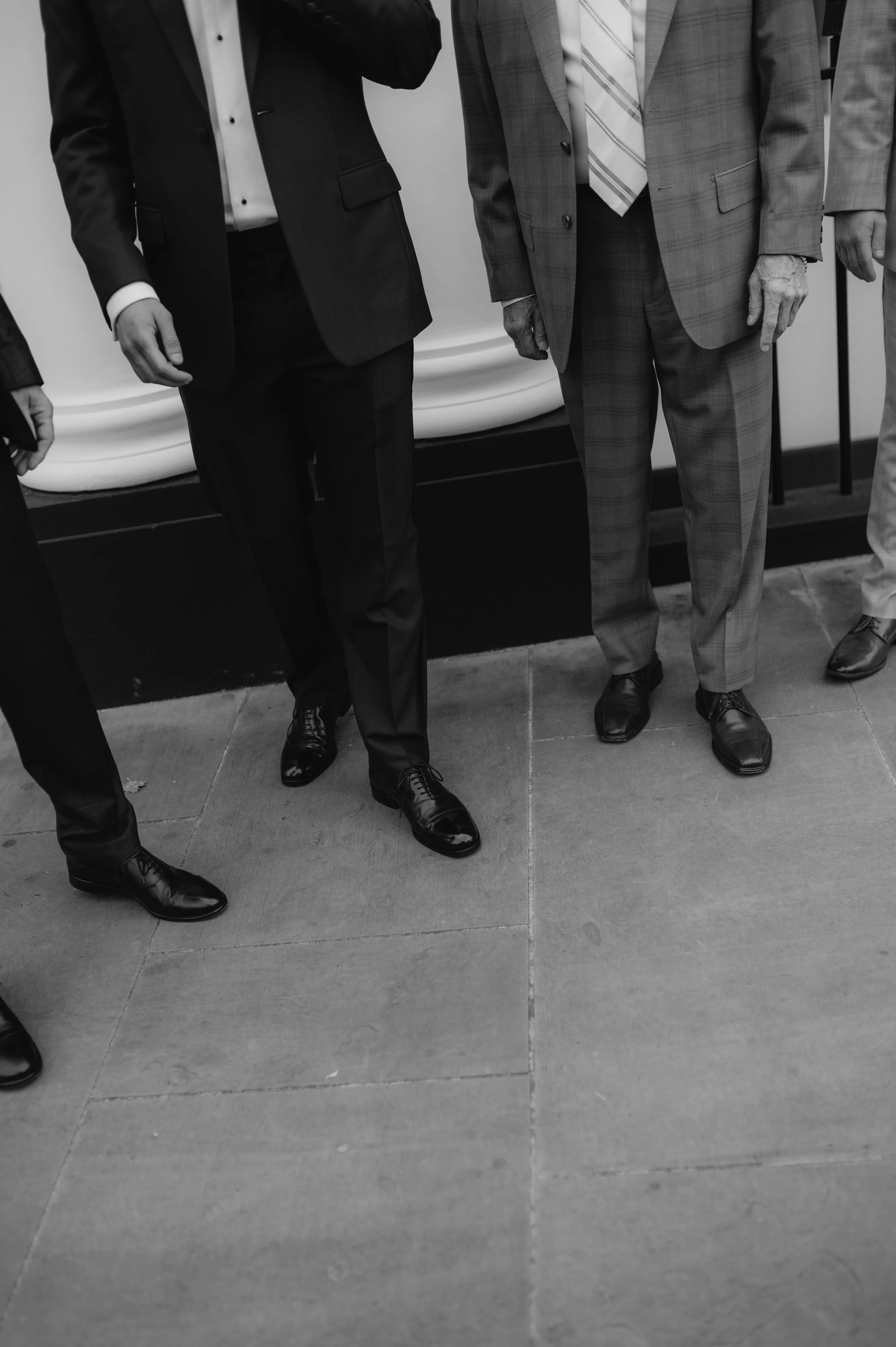 London wedding photography at Marylebone Town Hall mens legs