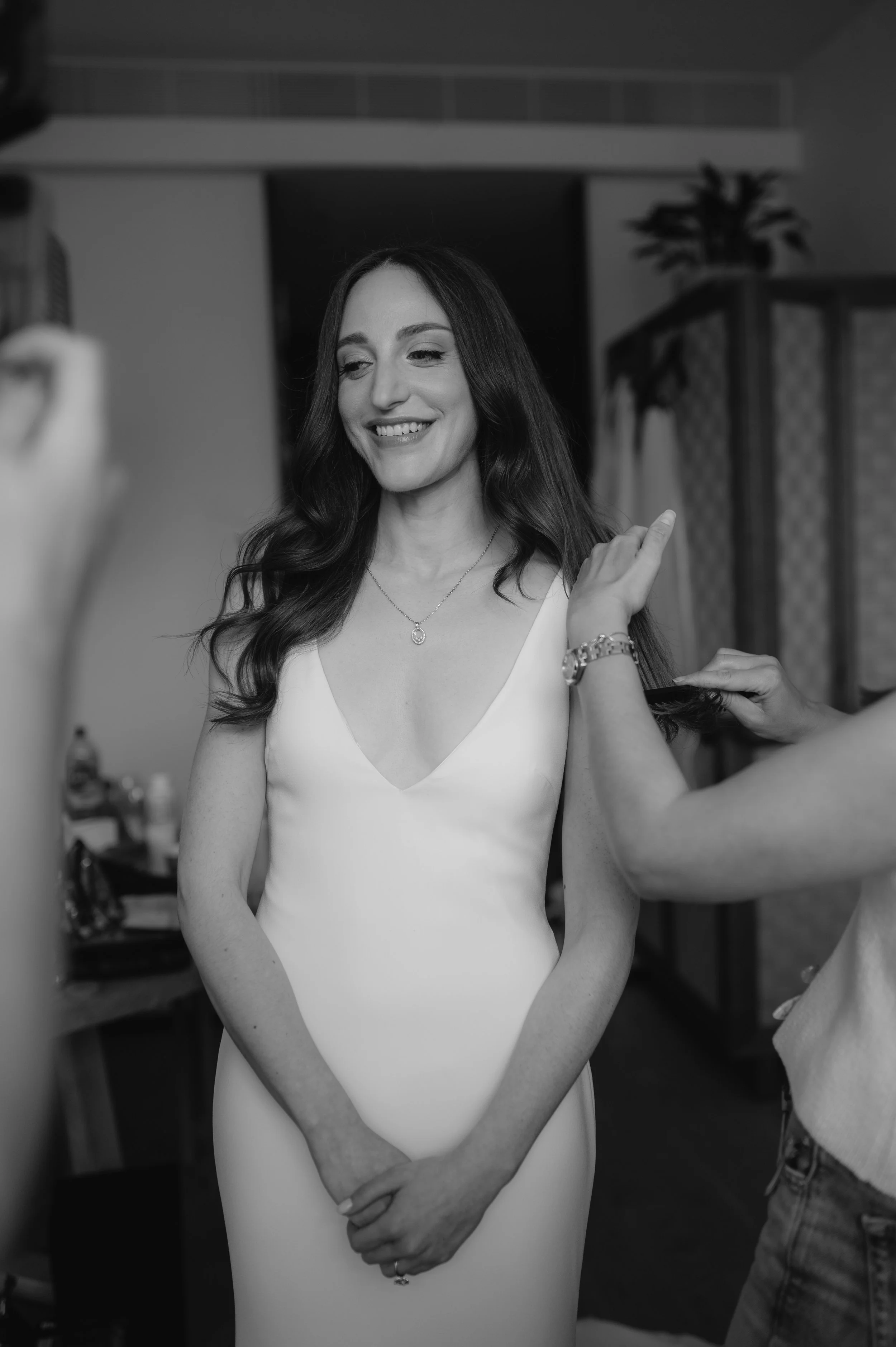 London wedding at Marylebone Town Hall bride smiling