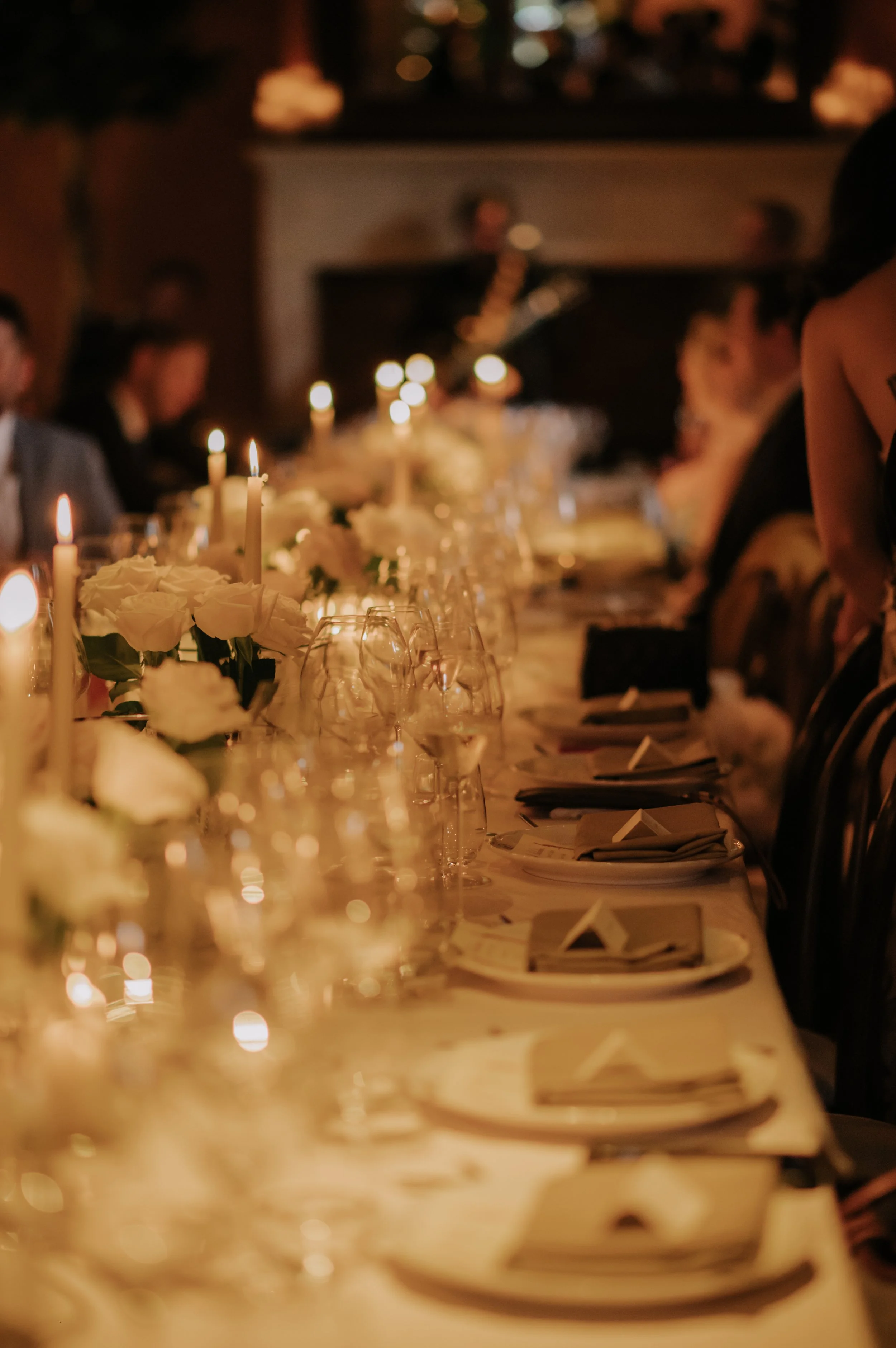 candlelit dinner London wedding photography at Belvedere in Holland Park