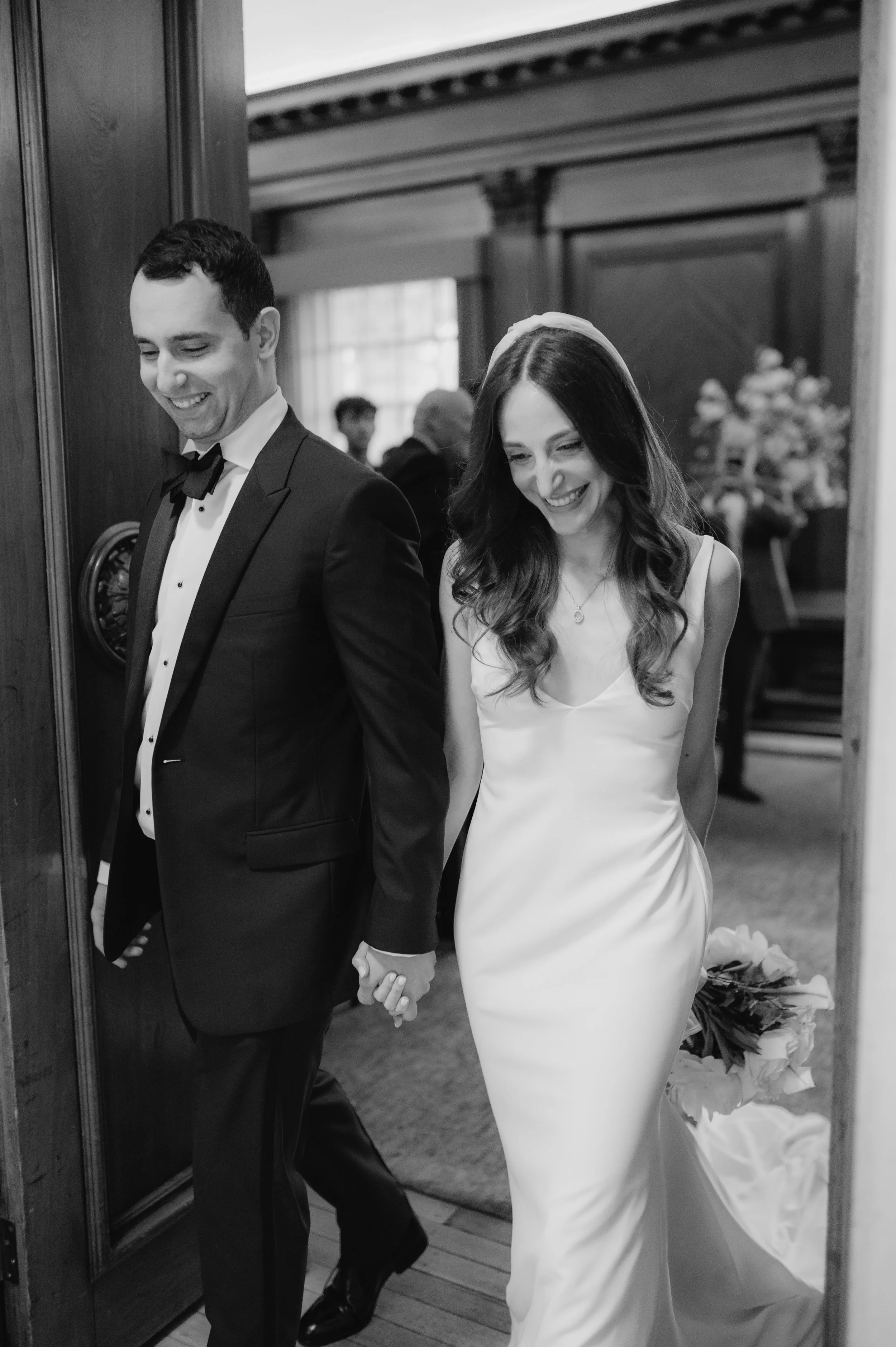 London wedding photography at Marylebone Town Hall bride and groom exiting ceremony