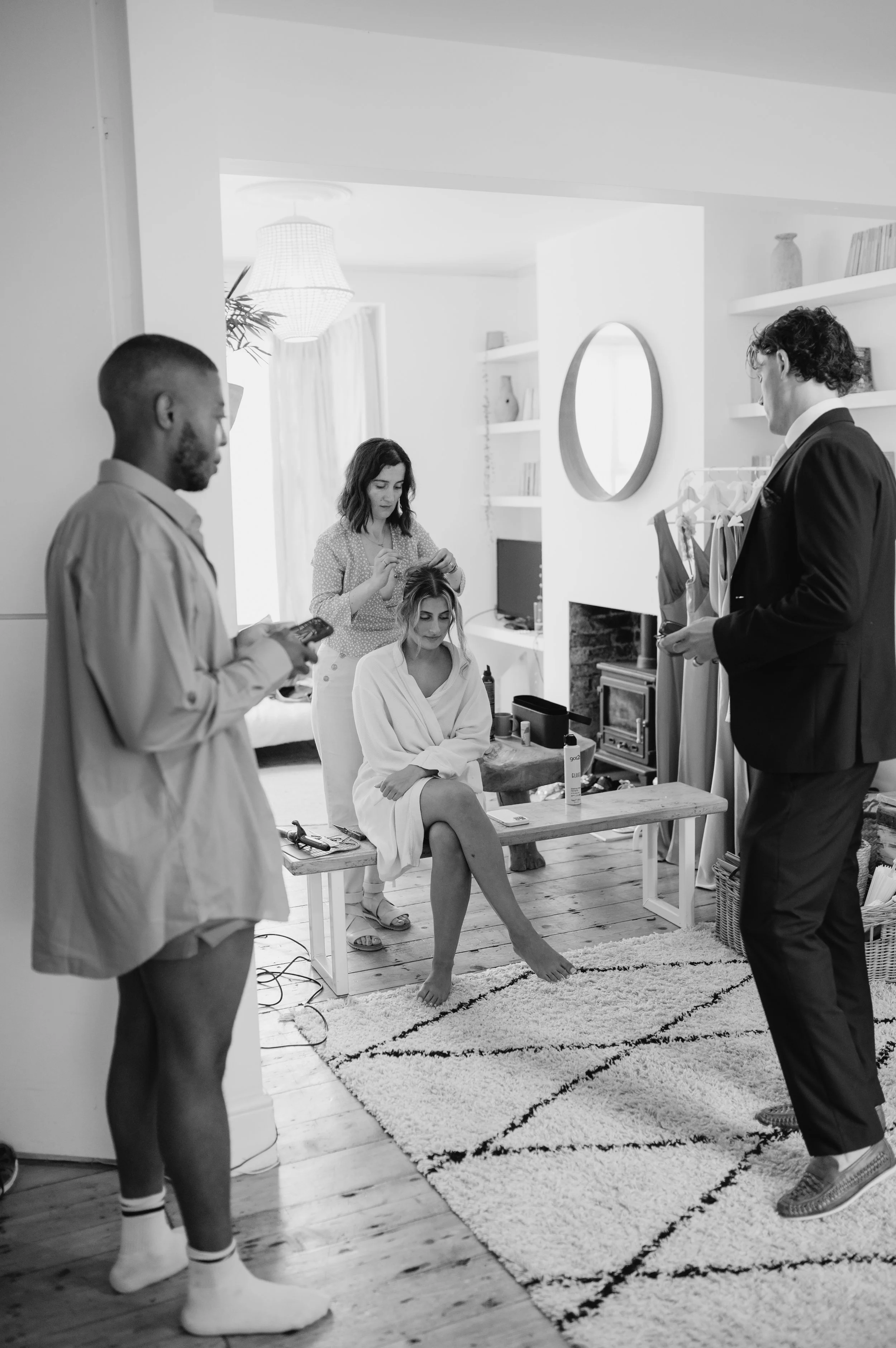 Wedding party getting ready at Brighton wedding. Fine art documentary wedding photography. 