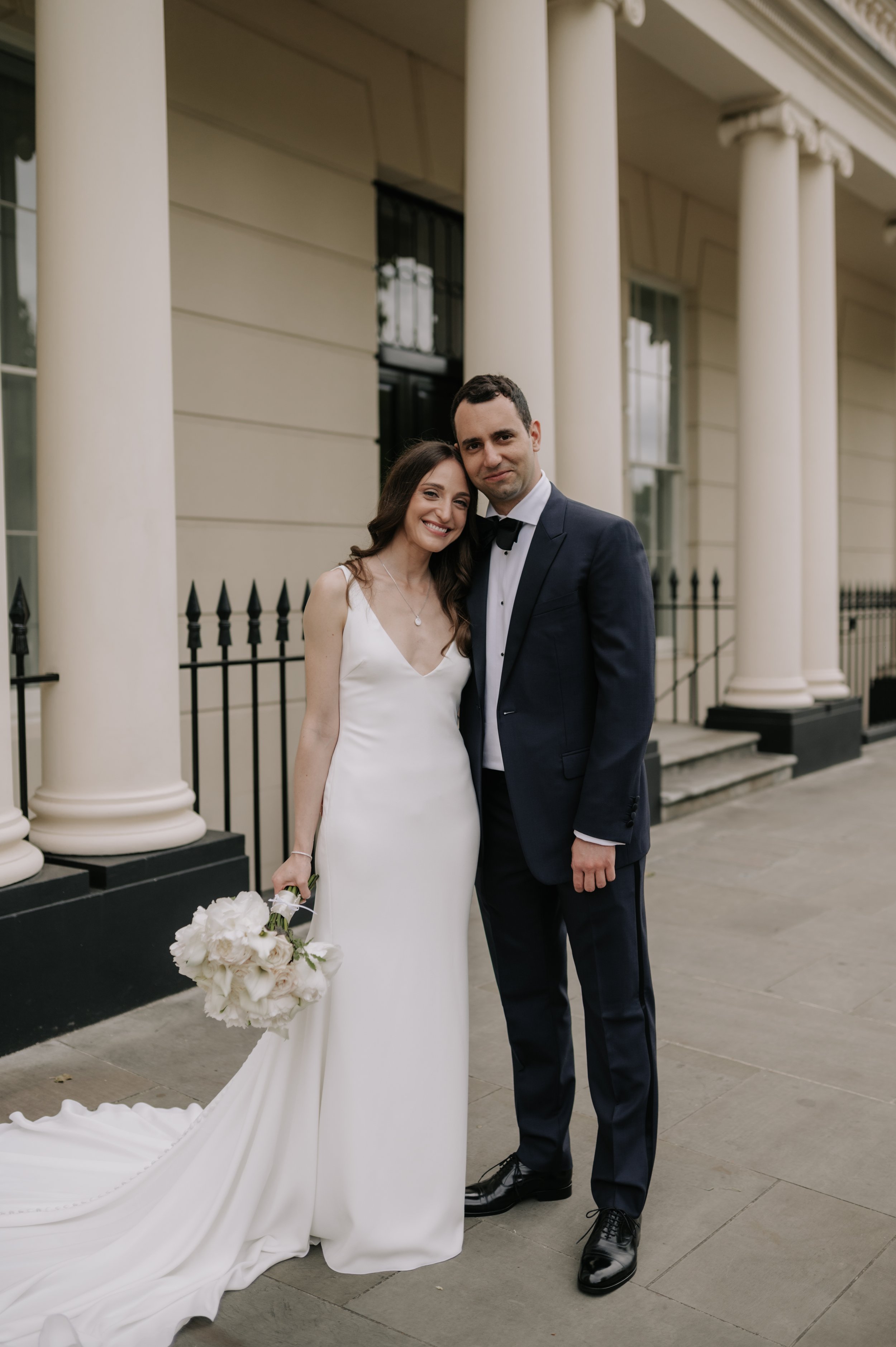 London wedding photography at Marylebone Town Hall bride and groom smiling