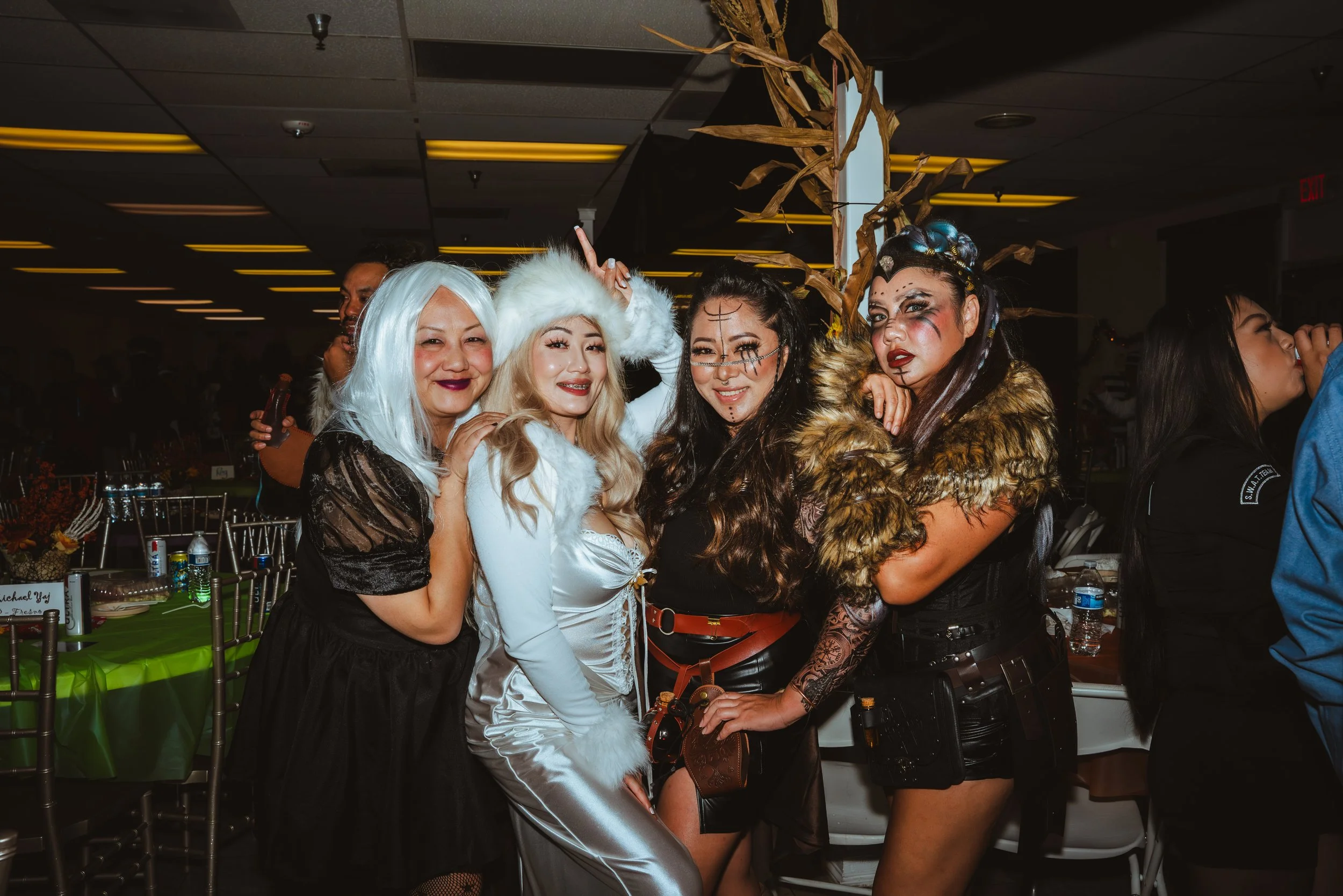 group of girls at halloween party