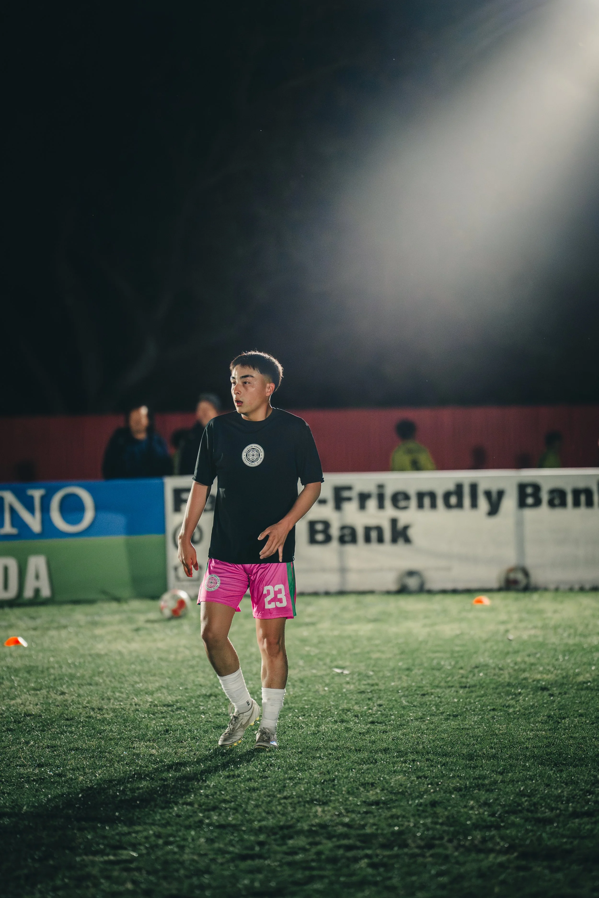 Soccer player waiting for ball