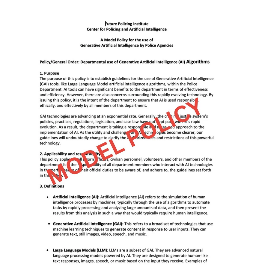 AI Model Policy for Police