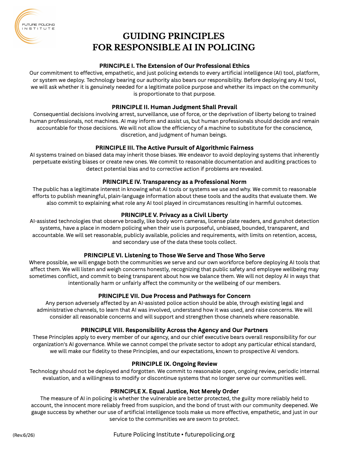 Guiding Principles for Responsible AI in Policing | Future Policing ...