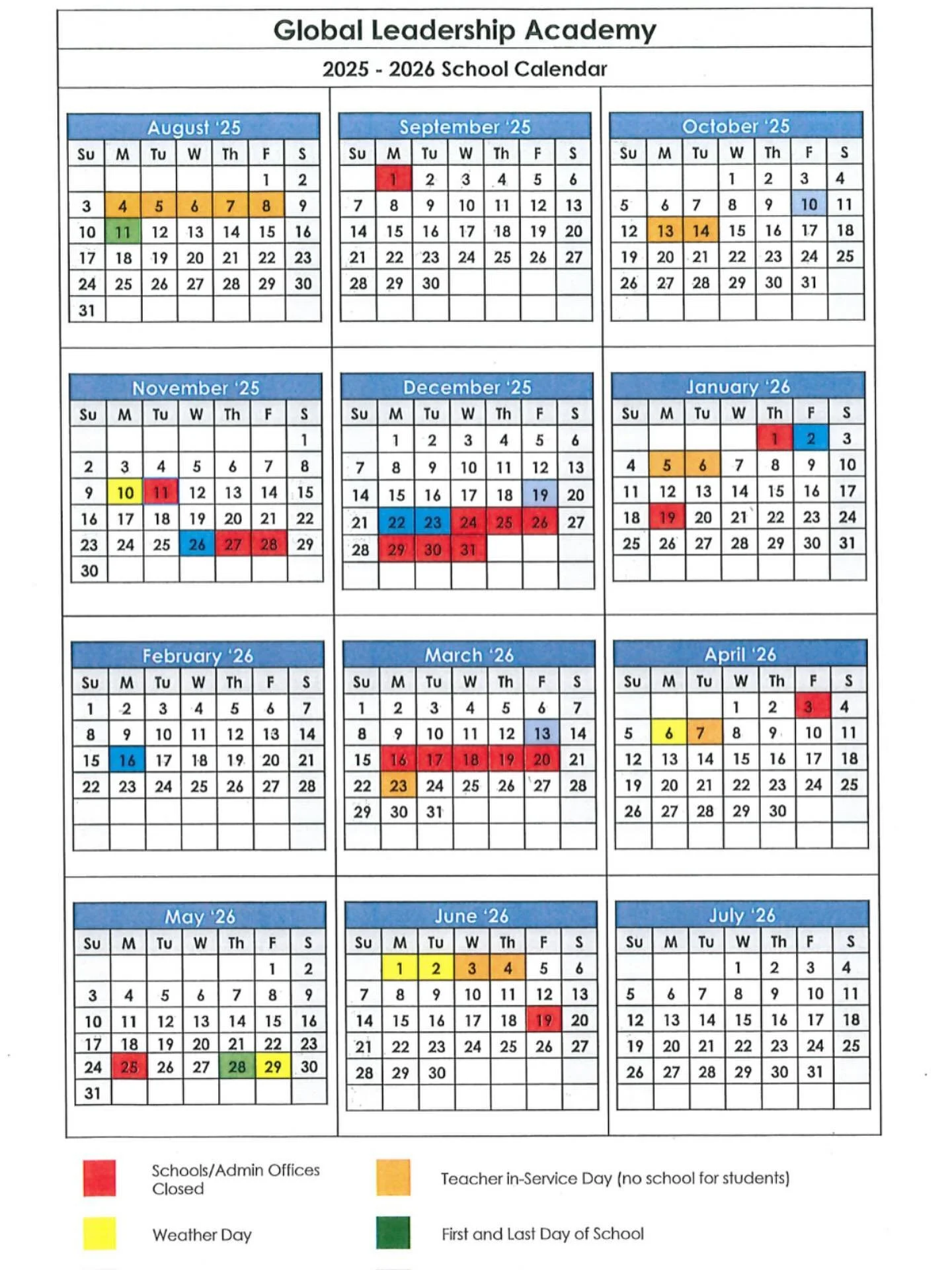 🧸🐻 Good afternoon, Cub and Grizzly families. 🐻🧸
Global Leadership Academy follows the Duval County Public Schools (DCPS) calendar. This year, DCPS has decided to discontinue the Early Release Wednesdays that traditionally occurred on the last We