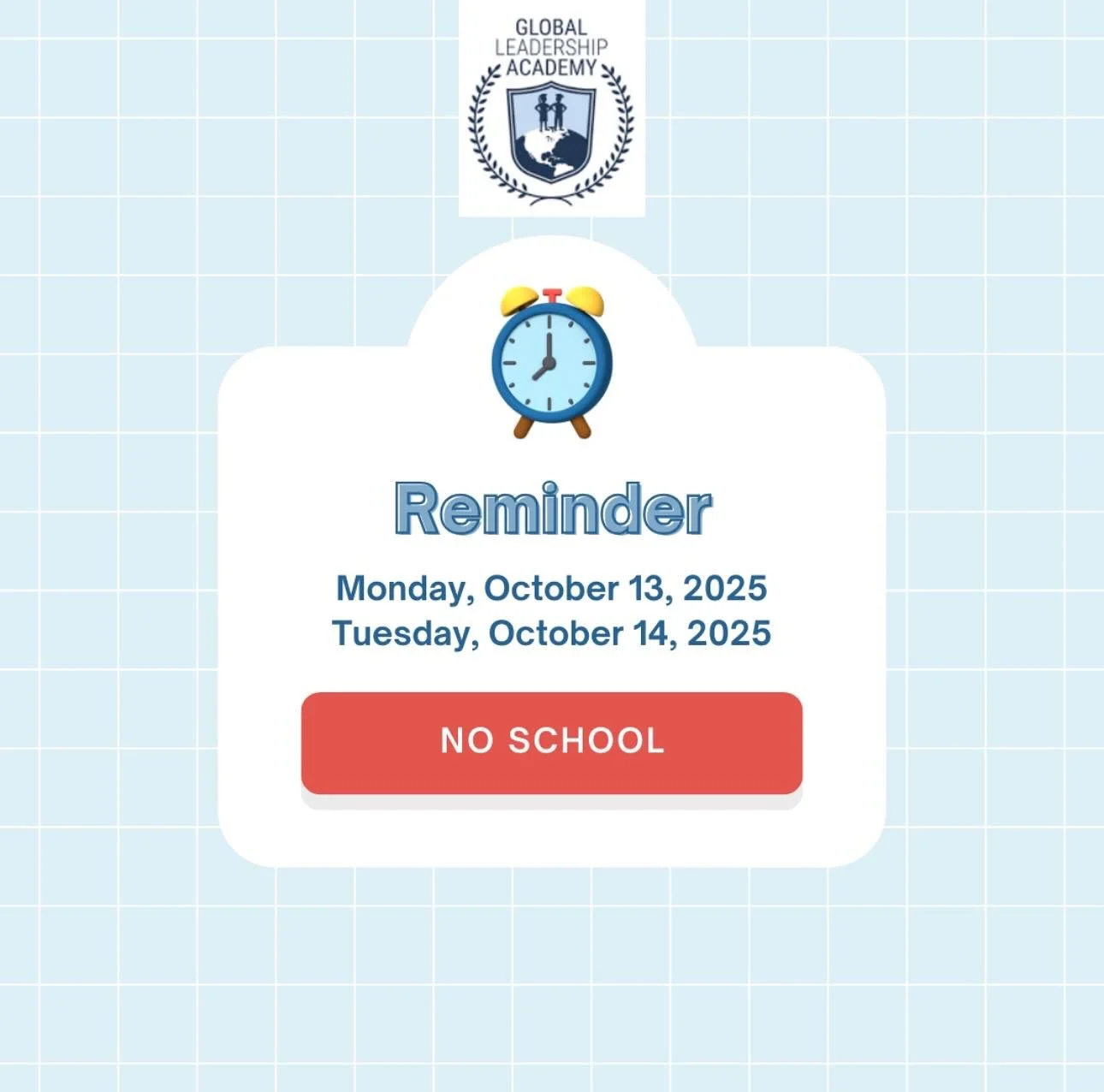 A friendly reminder to our Cub and Grizzly families that there will be no school for students on Monday, October 13th, and Tuesday, October 14th.

These two Teacher Planning Days replace the Early Release Wednesdays that Duval County Public Schools e