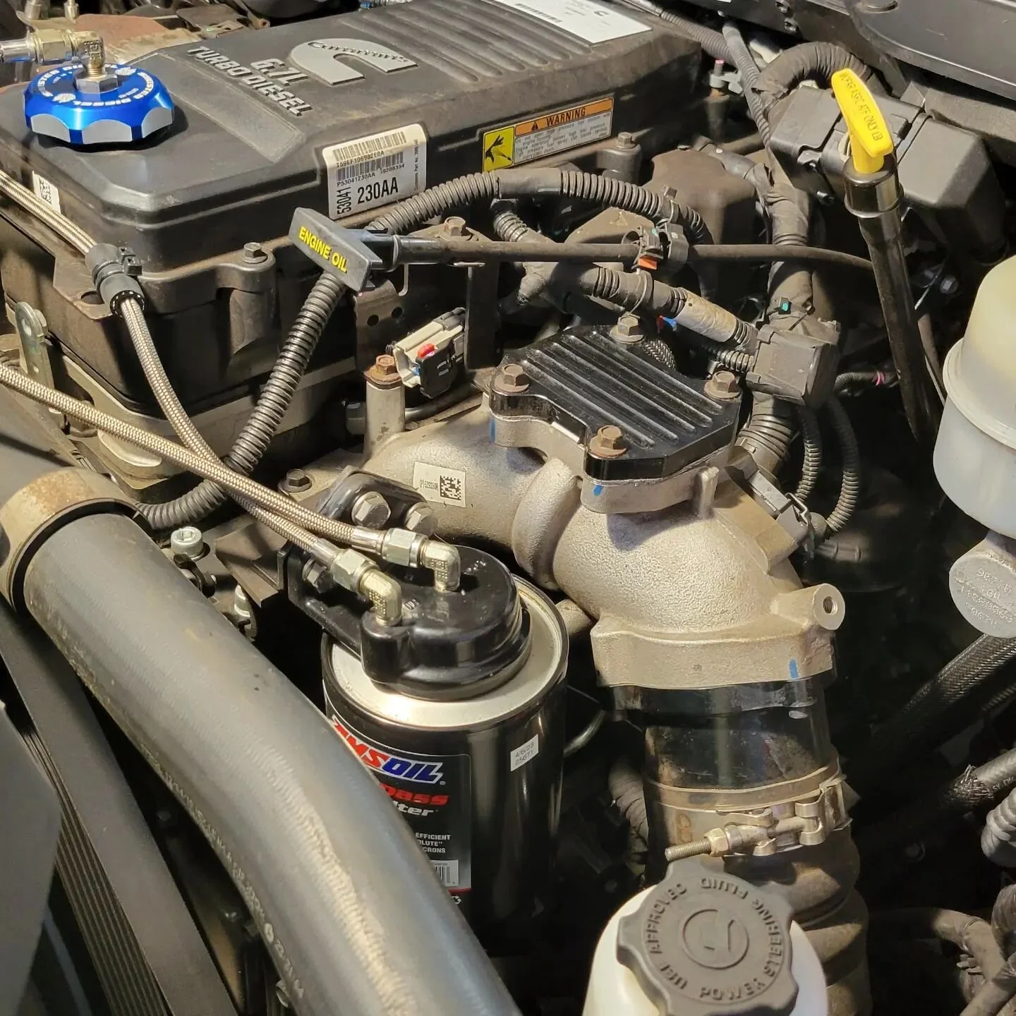 Much gooder. Banks monster ram installed. Not a fun project. Video up soon. 
#ram3500dually #ramtrucks #ram3500 #dieselnation #dieseltrucks #2019ram3500 #mopar #moparornocar