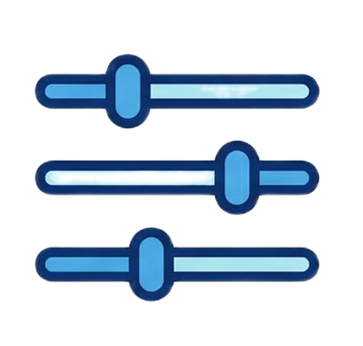 Three blue horizontal slider controls with handles, used for adjusting settings.