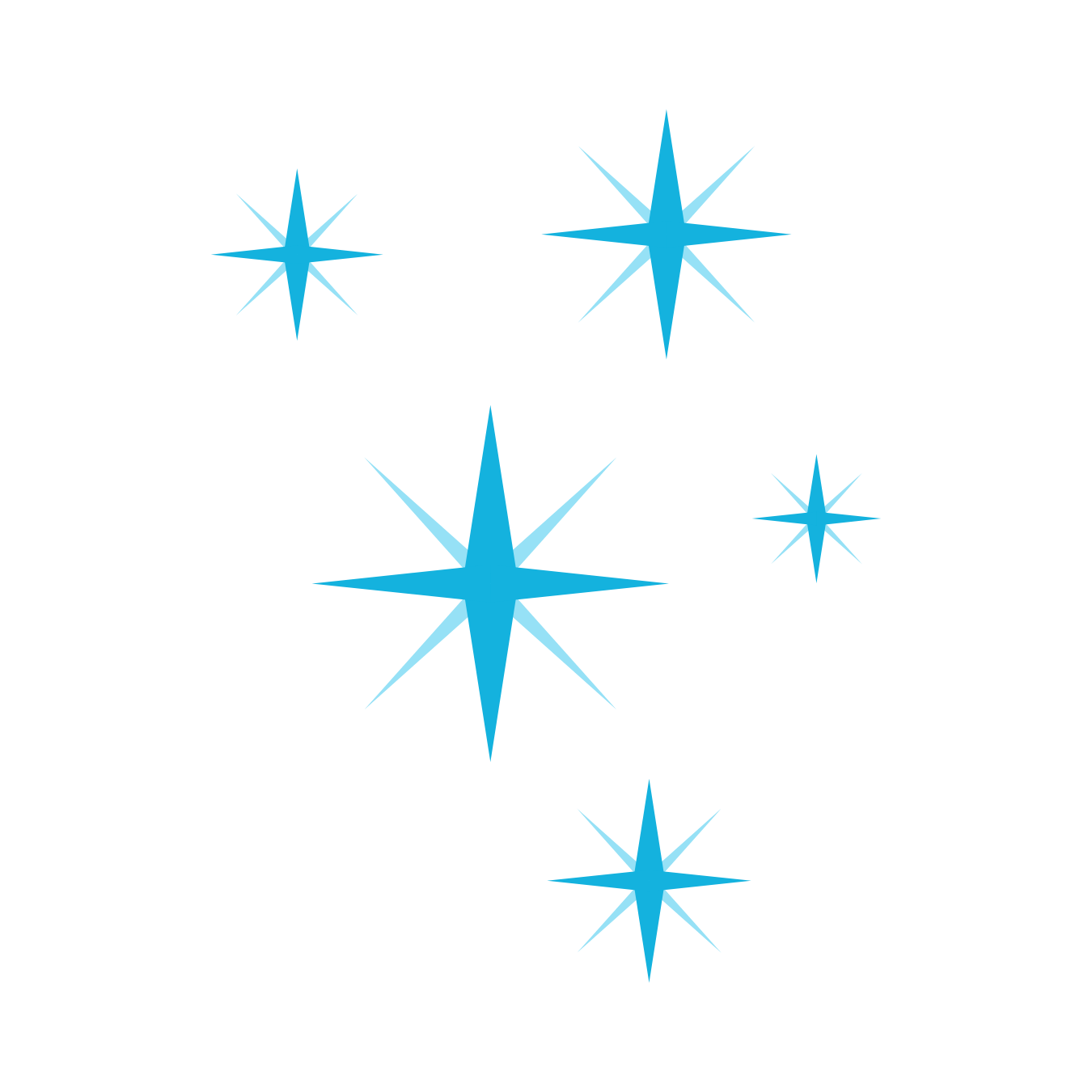 Blue sparkles icon representing the key benefits of the Glutathione Injection like protecting against free radicals, peroxides, and metals. It also aids in building and repairing tissue.