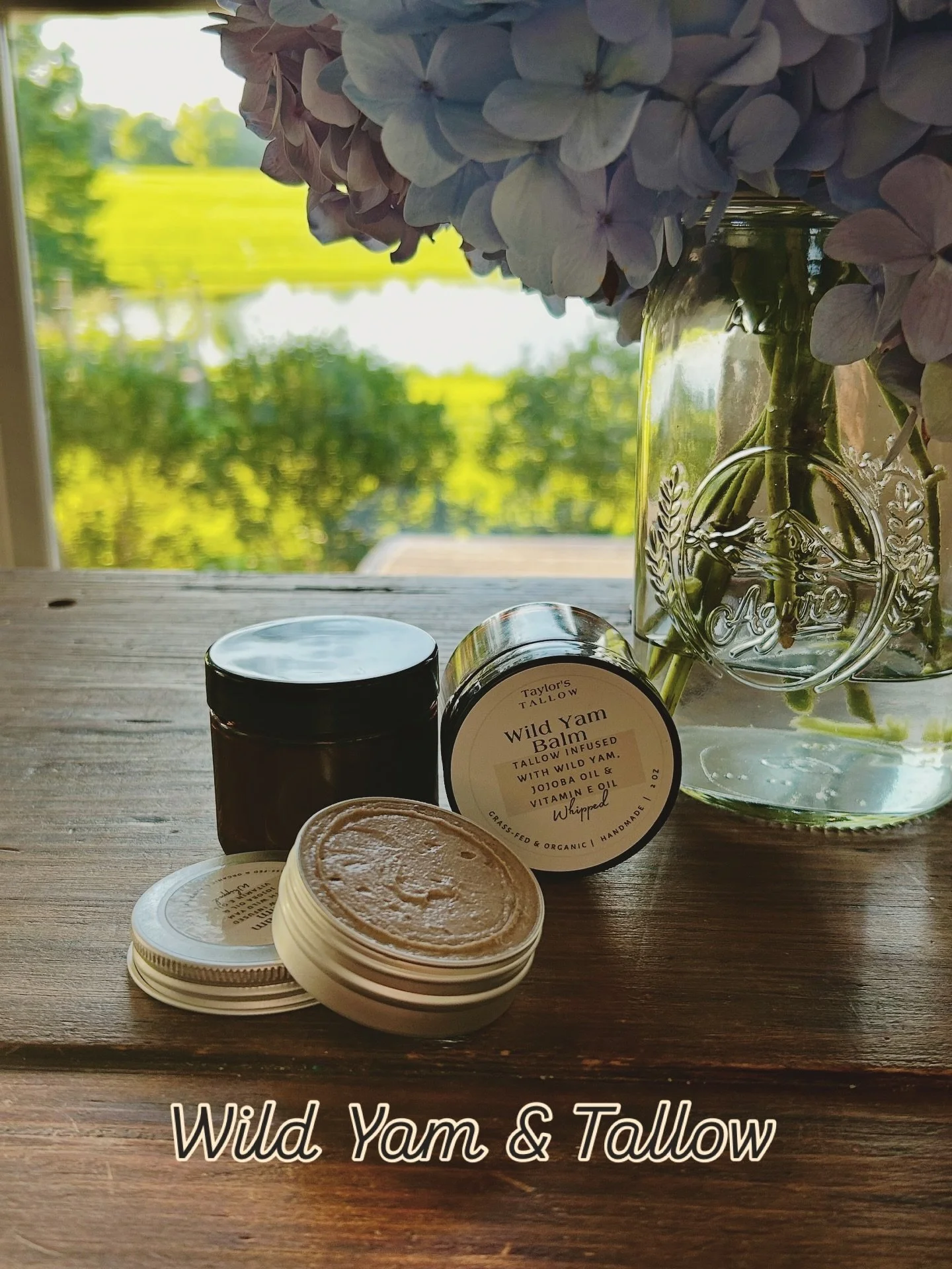 Wild yam root + tallow = so many good benefits! Wild yam root is commonly used to relieve hormonal &amp; menopausal symptoms, boost new skin cell growth and has anti-inflammatory properties. Our wild yam balm is made with nourishing tallow and no str
