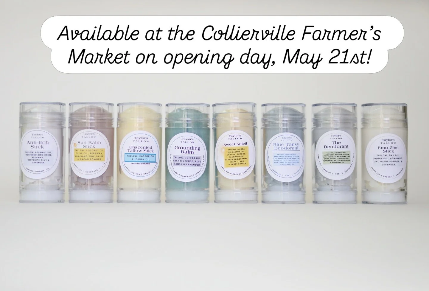 We&rsquo;ll be back at the @colliervillefm for opening day on May 21st 8am-12pm! Mark your calendar 🗓️🛍️