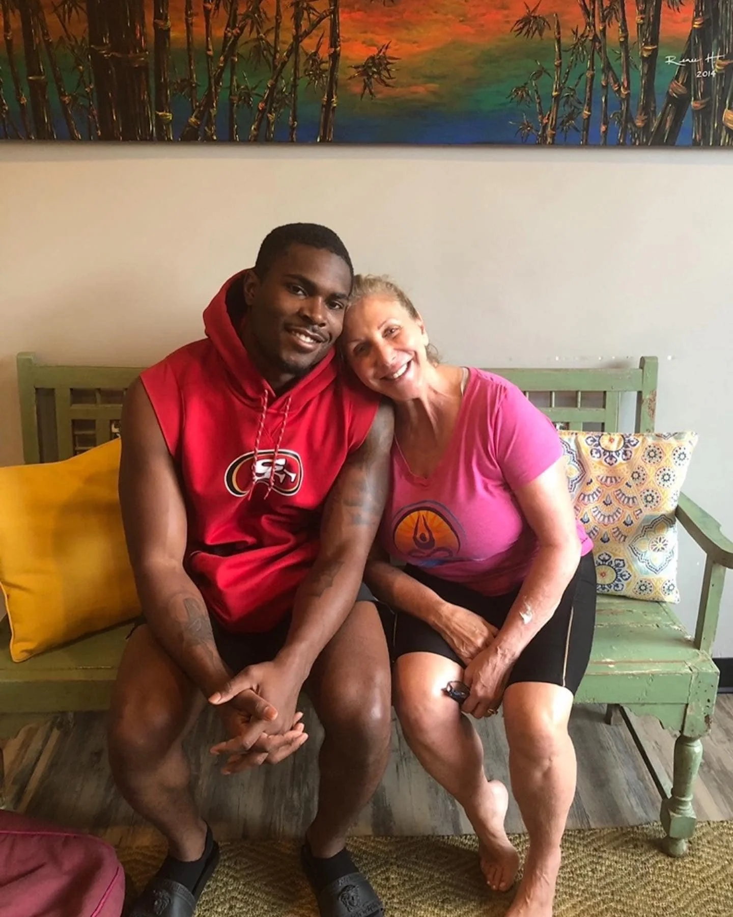 Shoshana sharing a moment after class with one of the many athletes she has trained over the years